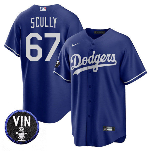 Men’s Los Angeles Dodgers Vin Scully Tribute Cool Base Jersey – All Stitched