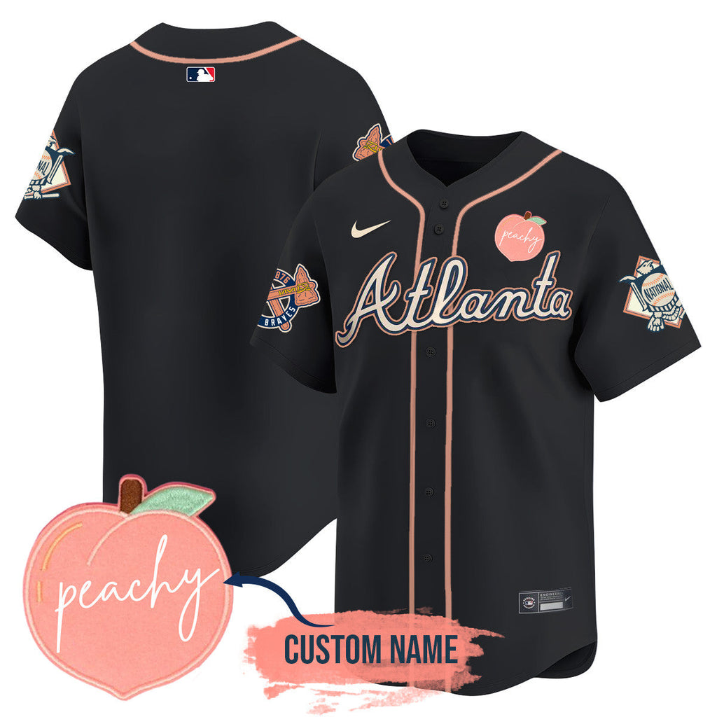 Men's Personalized Braves 2024 "Peach Fuzz" Jersey - All Stitched