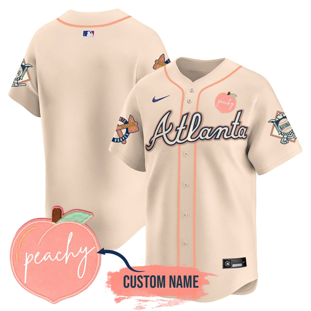 Men's Personalized Braves 2024 "Peach Fuzz" Jersey - All Stitched
