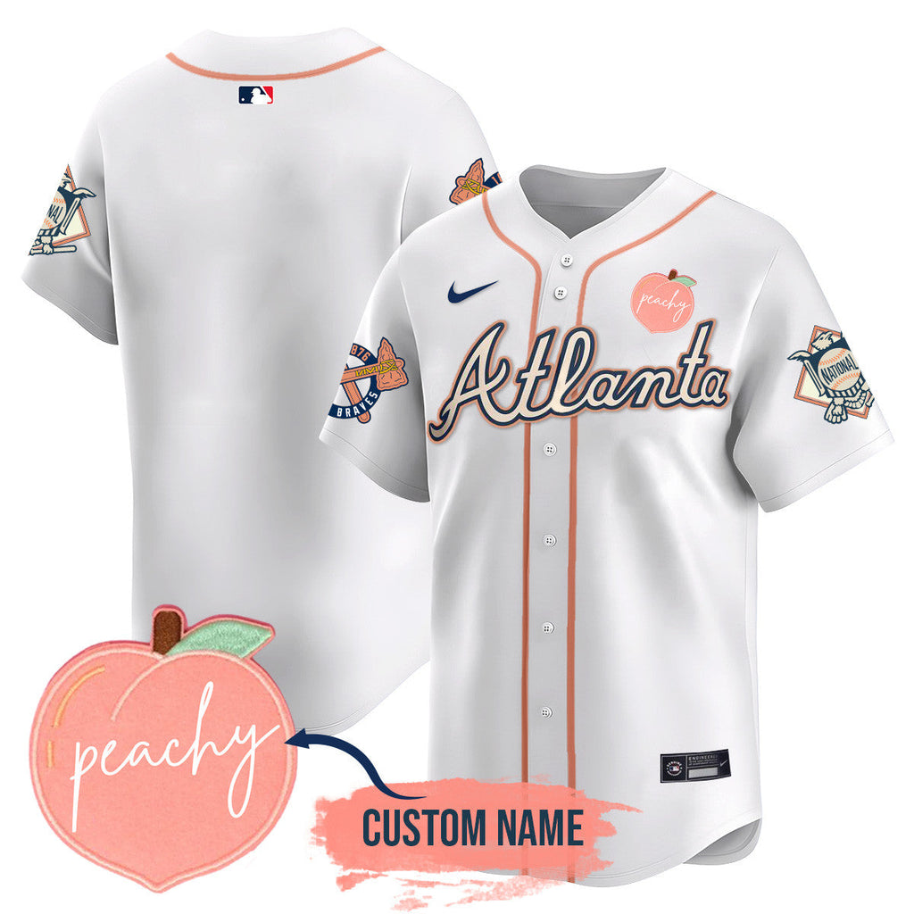 Men's Personalized Braves 2024 "Peach Fuzz" Jersey - All Stitched