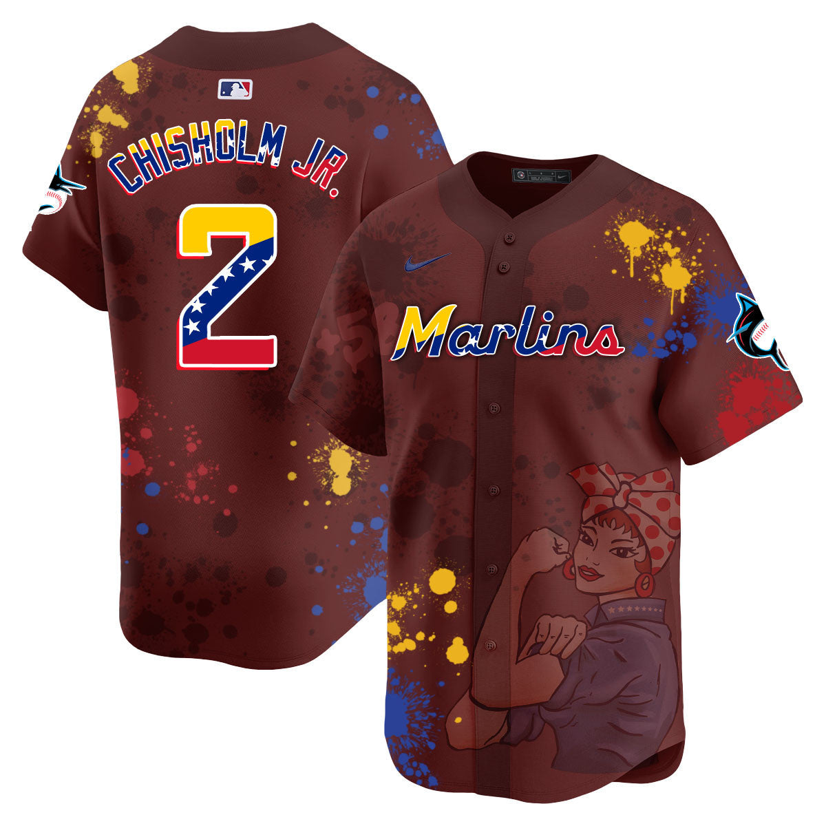 Men's Miami Marlins 2024 Venezuelan Heritage Jersey - All Stitched