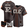 CLE #32 Jim Brown Memorial & Home Patch Vapor Premier Limited Jersey - Stitched