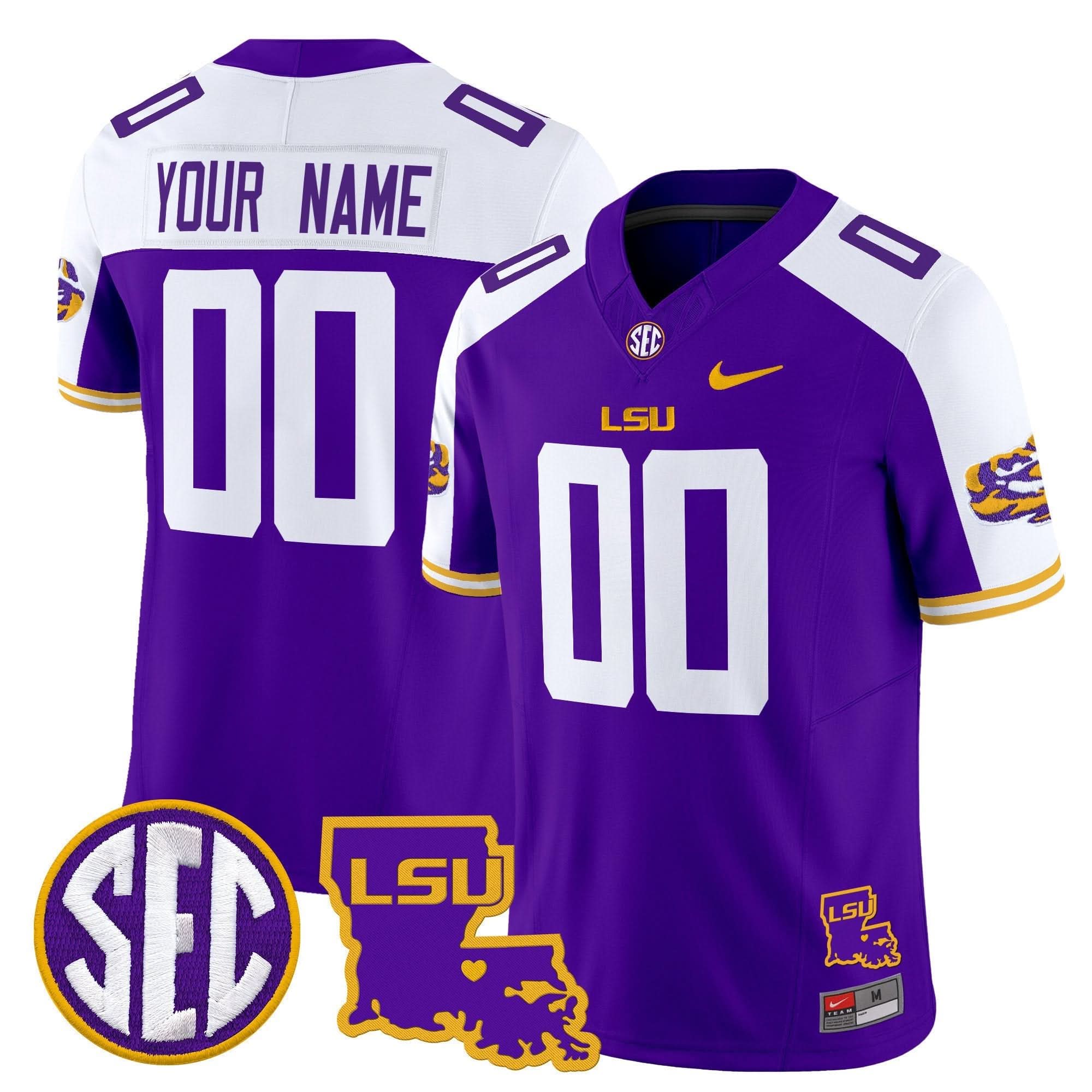 LSU 2025 Louisiana Patch Vapor Limited Custom Jersey