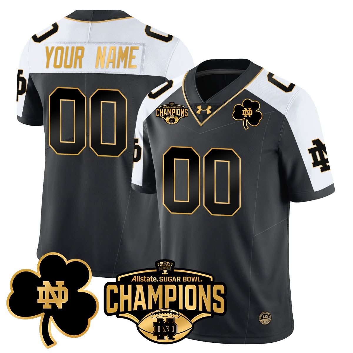 Custom NDFI 2025 Sugar Bowl Champions Gold Jersey
