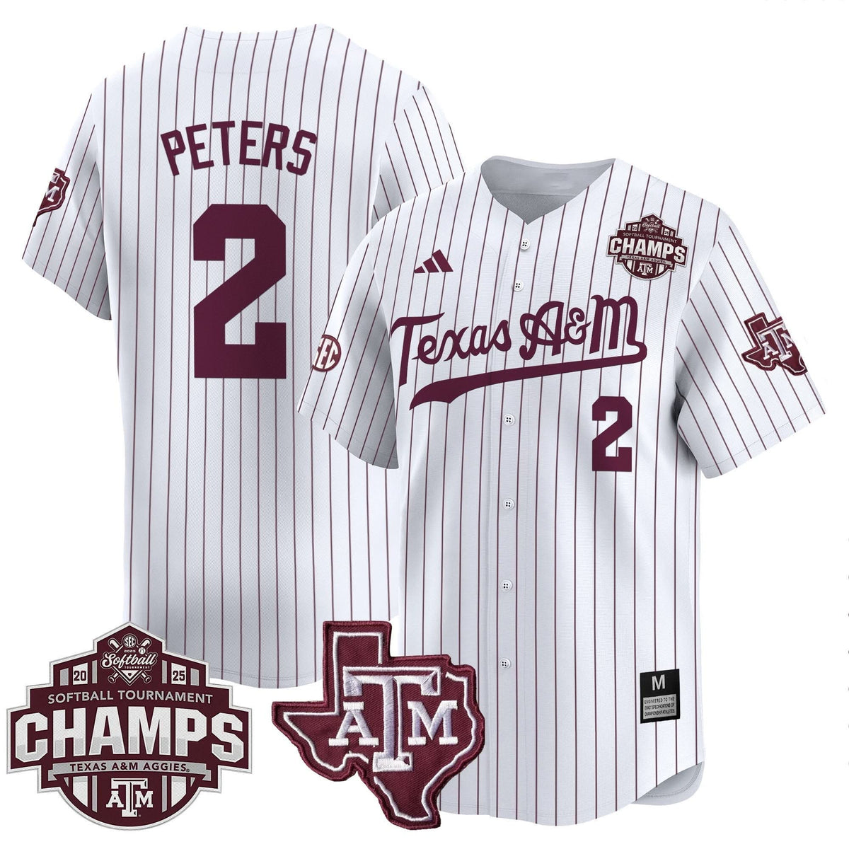 Aggies 2025 SEC Softball Conference Tournament Champions Patch Vapor Premier Limited Jersey - Stitched