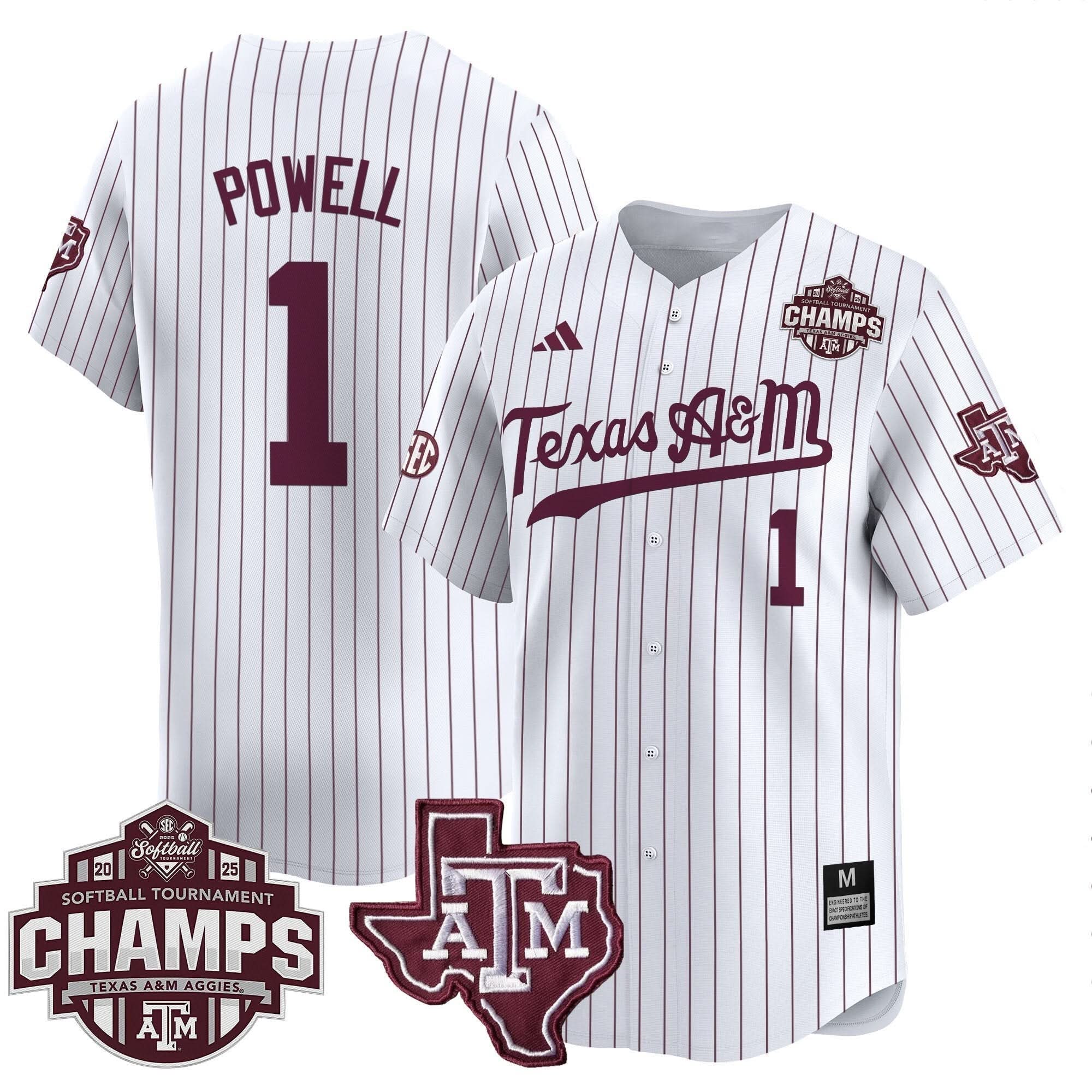 Aggies 2025 SEC Softball Conference Tournament Champions Patch Vapor Premier Limited Jersey - Stitched