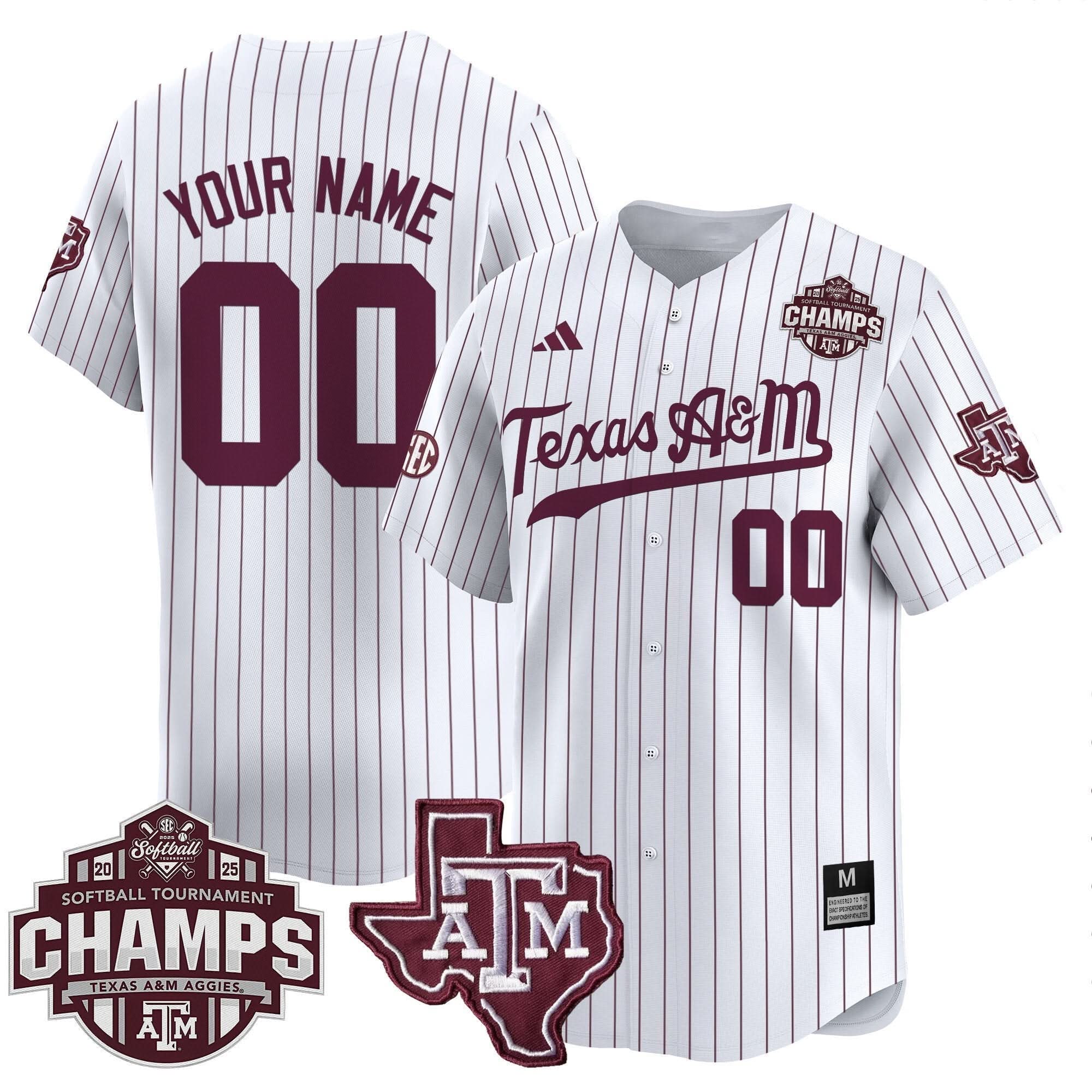 Aggies 2025 SEC Softball Conference Tournament Champions Patch Vapor Premier Limited Custom Jersey - Stitched