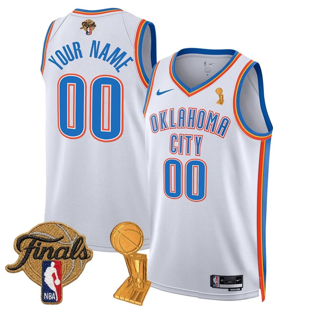Custom Gender/Name OKC Thunder 24/25 Jersey - Trophy + Final Patch - Stitched