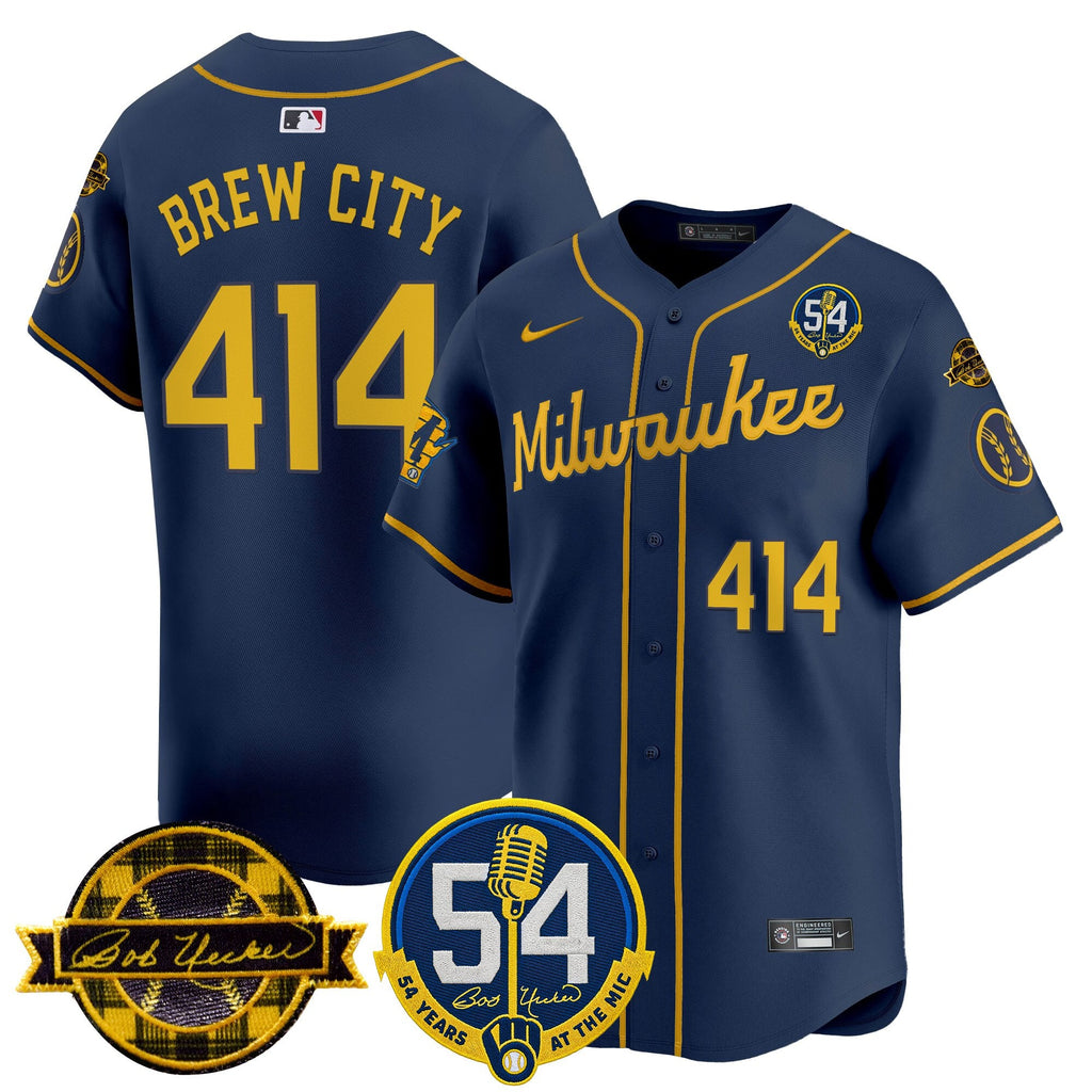 Men's Milwaukee Brewers 'Bob Uecker - 54 Seasons for Brewers' Vapor Premier Limited Jersey - All Stitched