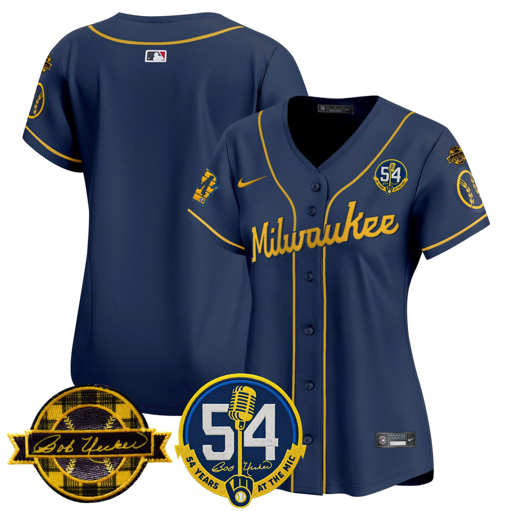 Women's Milwaukee Brewers 'Bob Uecker - 54 Seasons for Brewers' Vapor Premier Limited Jersey - All Stitched