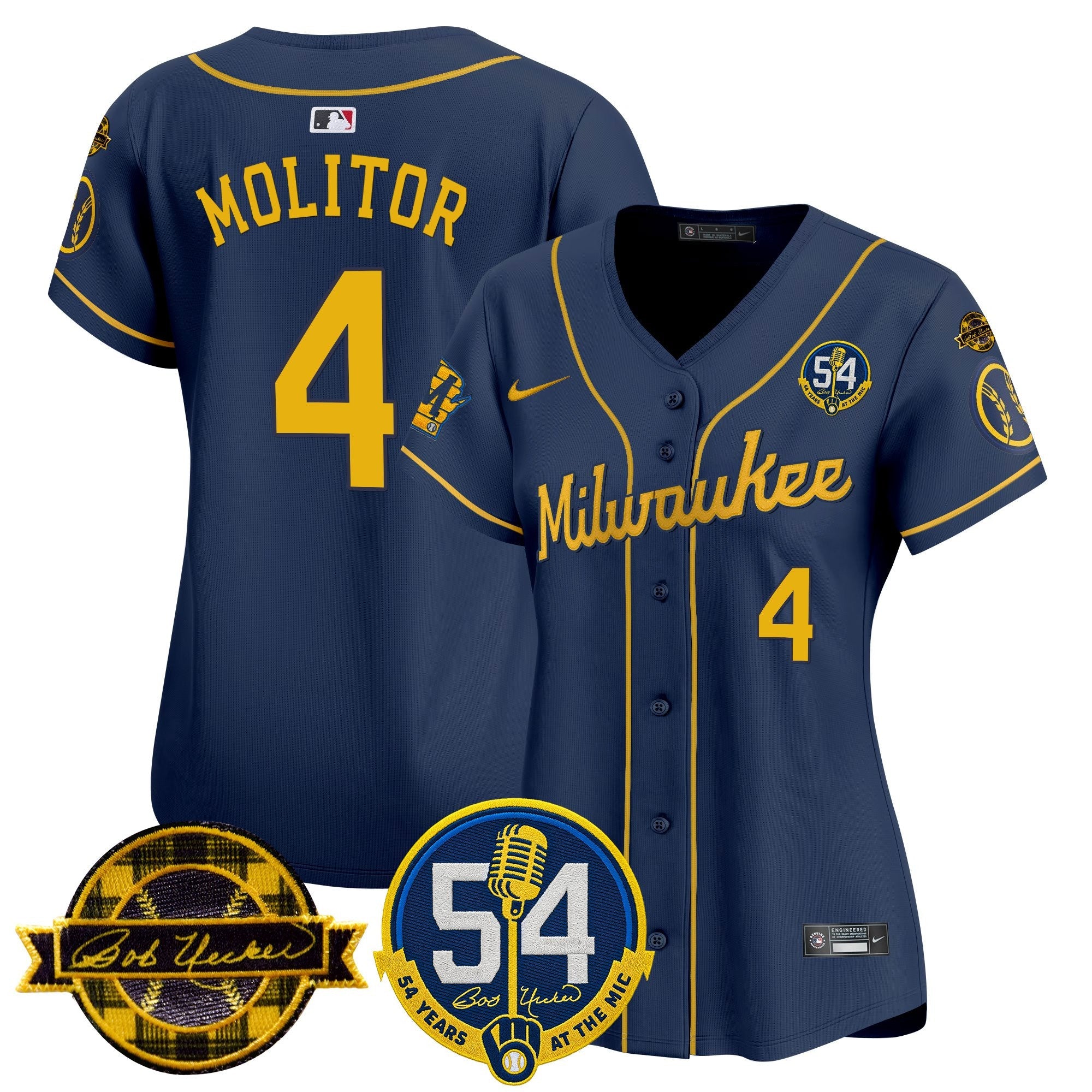 Women's Milwaukee Brewers 'Bob Uecker - 54 Seasons for Brewers' Vapor Premier Limited Jersey - All Stitched