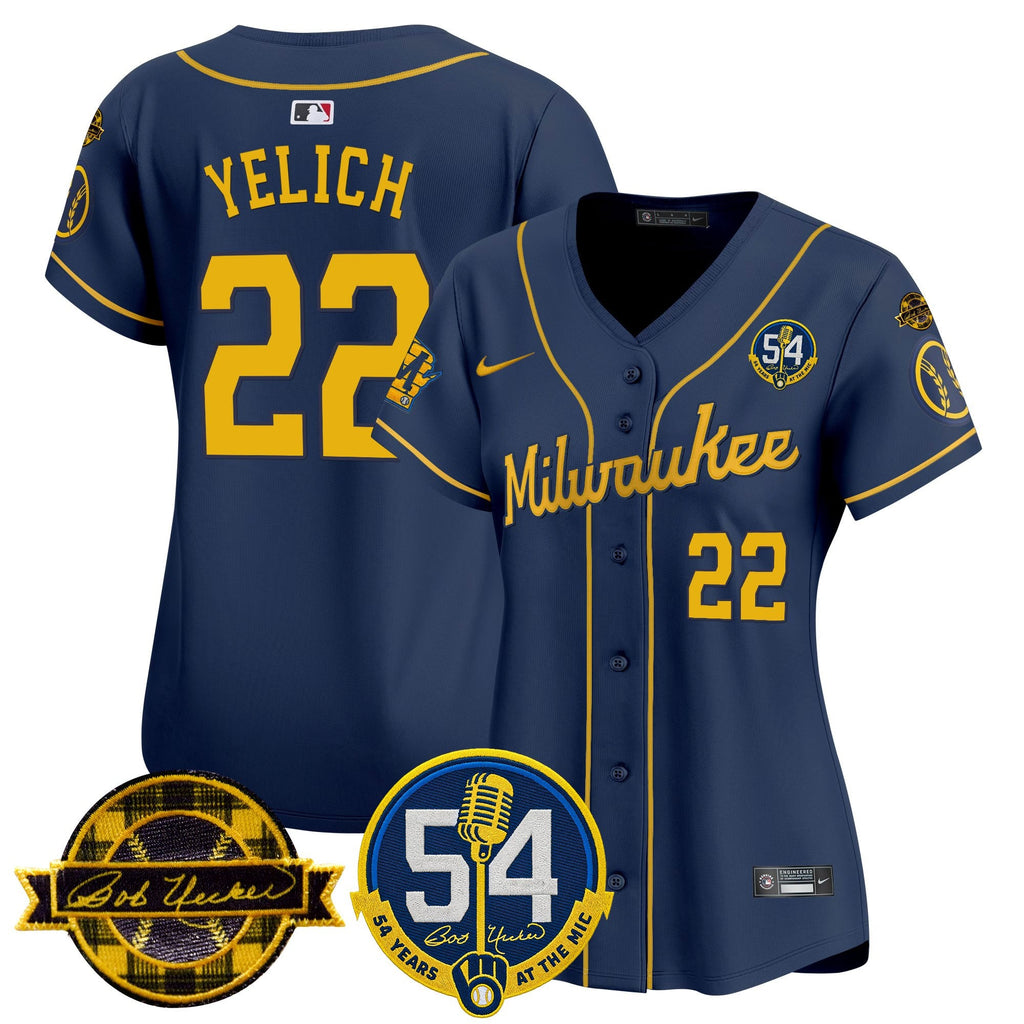 Women's Milwaukee Brewers 'Bob Uecker - 54 Seasons for Brewers' Vapor Premier Limited Jersey - All Stitched