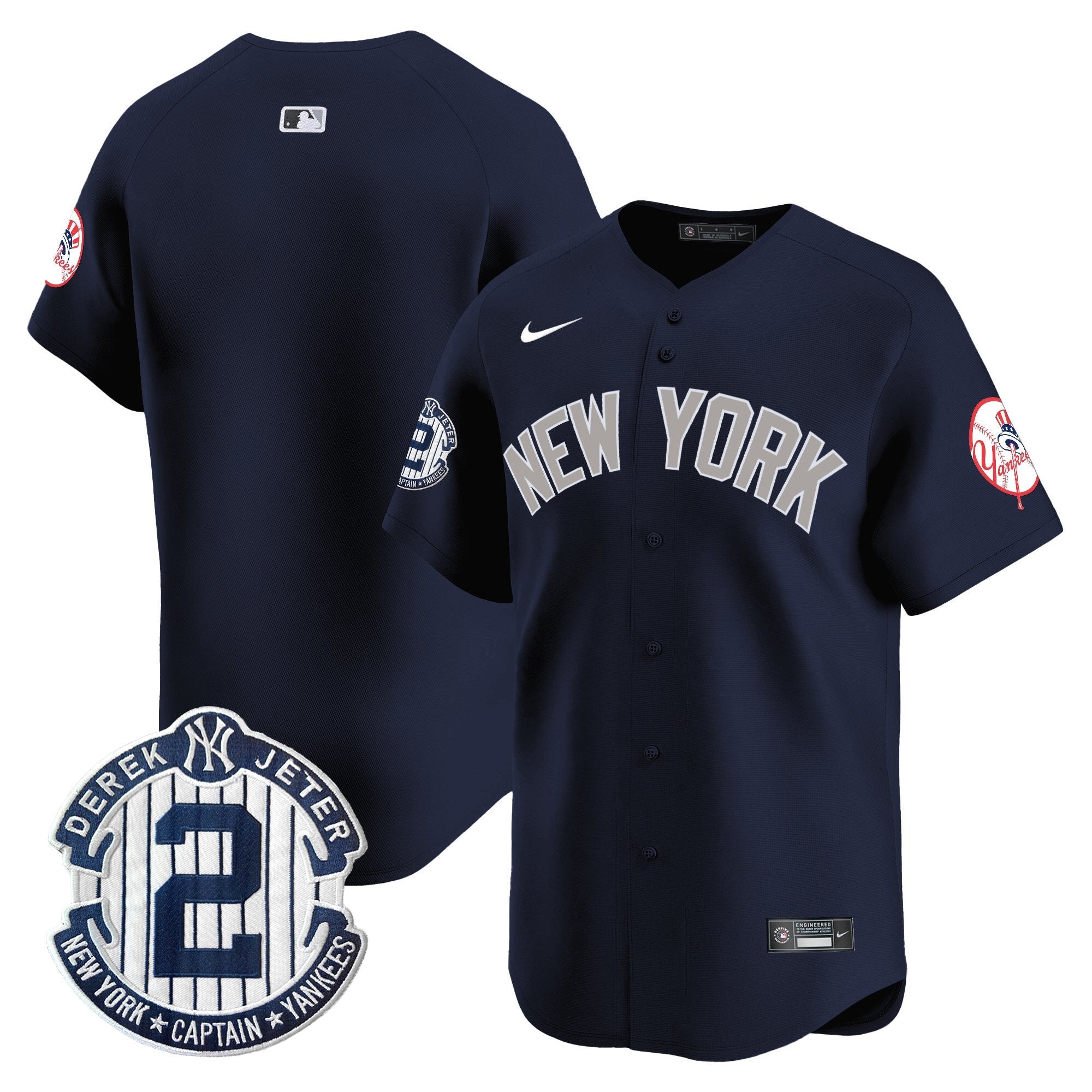 Men's New York Yankees Throwback Vapor Premier Limited Jersey - Derek Jeter Patch - All Stitched