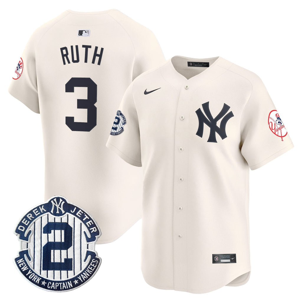 Men's New York Yankees Throwback Vapor Premier Limited Jersey - Derek Jeter Patch - All Stitched