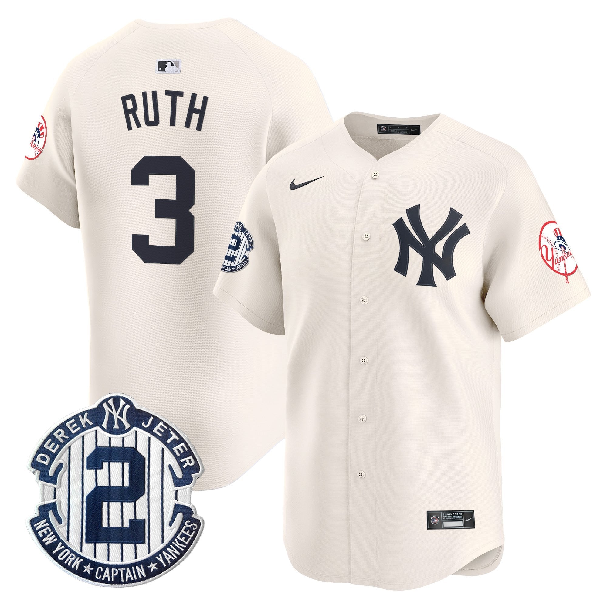 Men's New York Yankees Throwback Vapor Premier Limited Jersey - Derek Jeter Patch - All Stitched