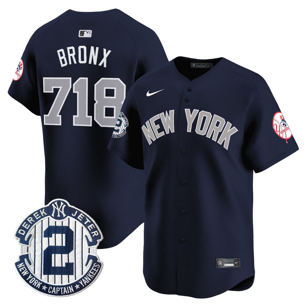 Men's New York Yankees Throwback Vapor Premier Limited Jersey - Derek Jeter Patch - All Stitched