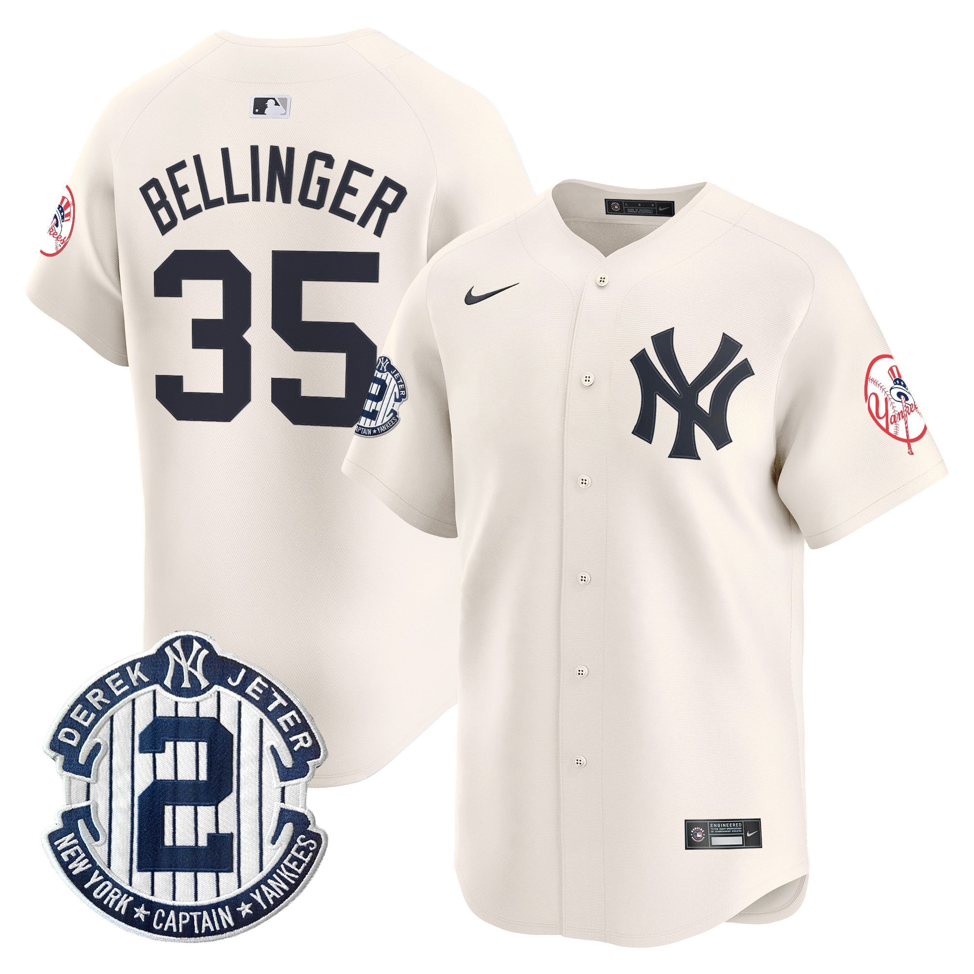 Men's New York Yankees Throwback Vapor Premier Limited Jersey - Derek Jeter Patch - All Stitched