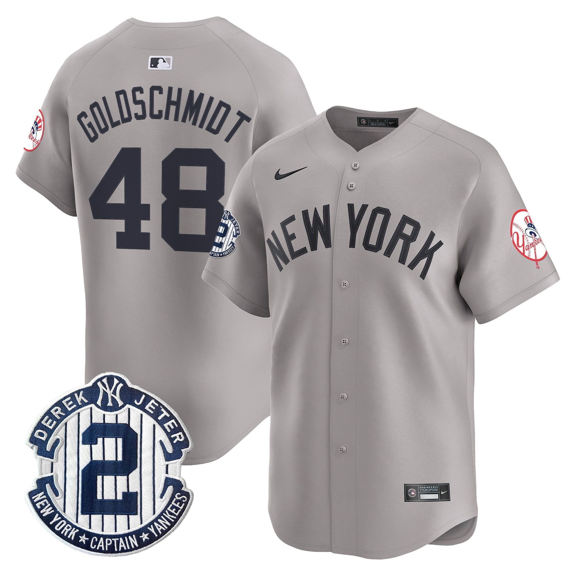 Men's New York Yankees Throwback Vapor Premier Limited Jersey - Derek Jeter Patch - All Stitched