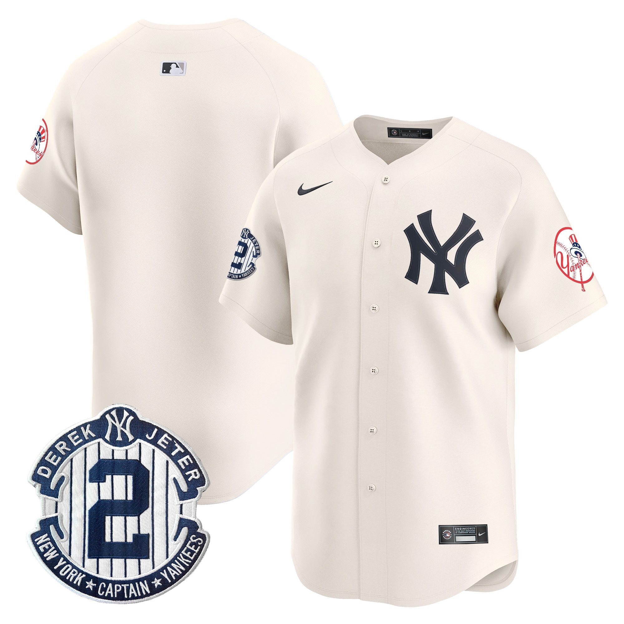 Men's New York Yankees Throwback Vapor Premier Limited Jersey - Derek Jeter Patch - All Stitched