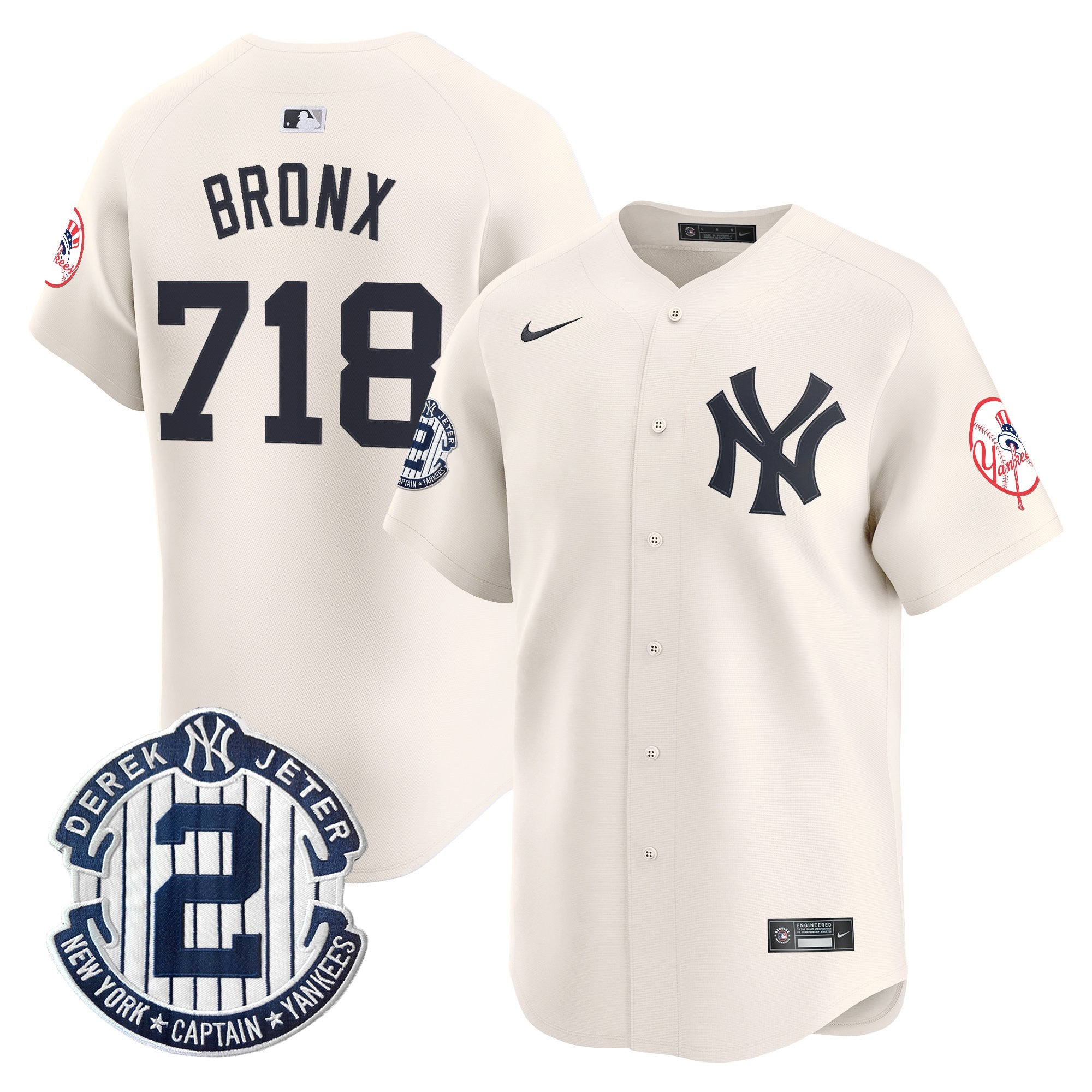 Men's New York Yankees Throwback Vapor Premier Limited Jersey - Derek Jeter Patch - All Stitched