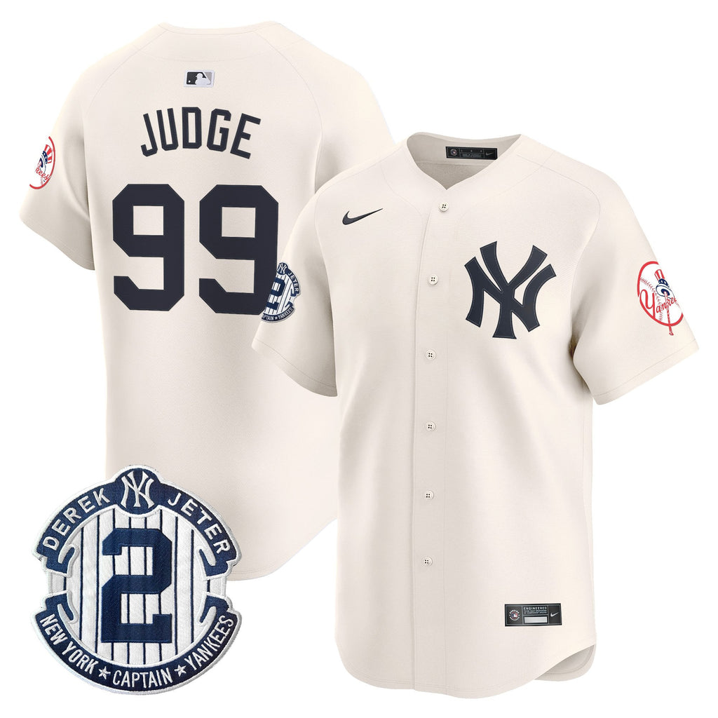 Men's New York Yankees Throwback Vapor Premier Limited Jersey - Derek Jeter Patch - All Stitched