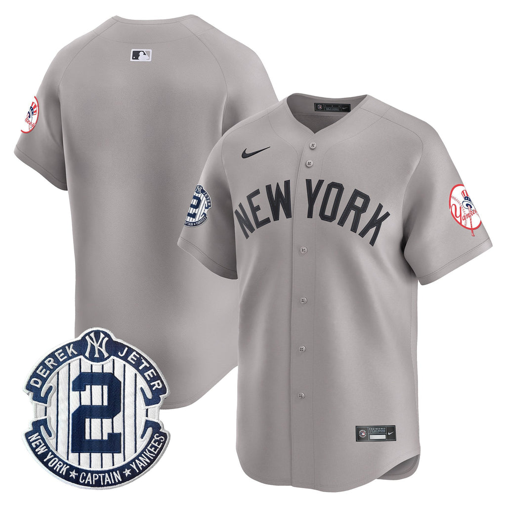 Men's New York Yankees Throwback Vapor Premier Limited Jersey - Derek Jeter Patch - All Stitched