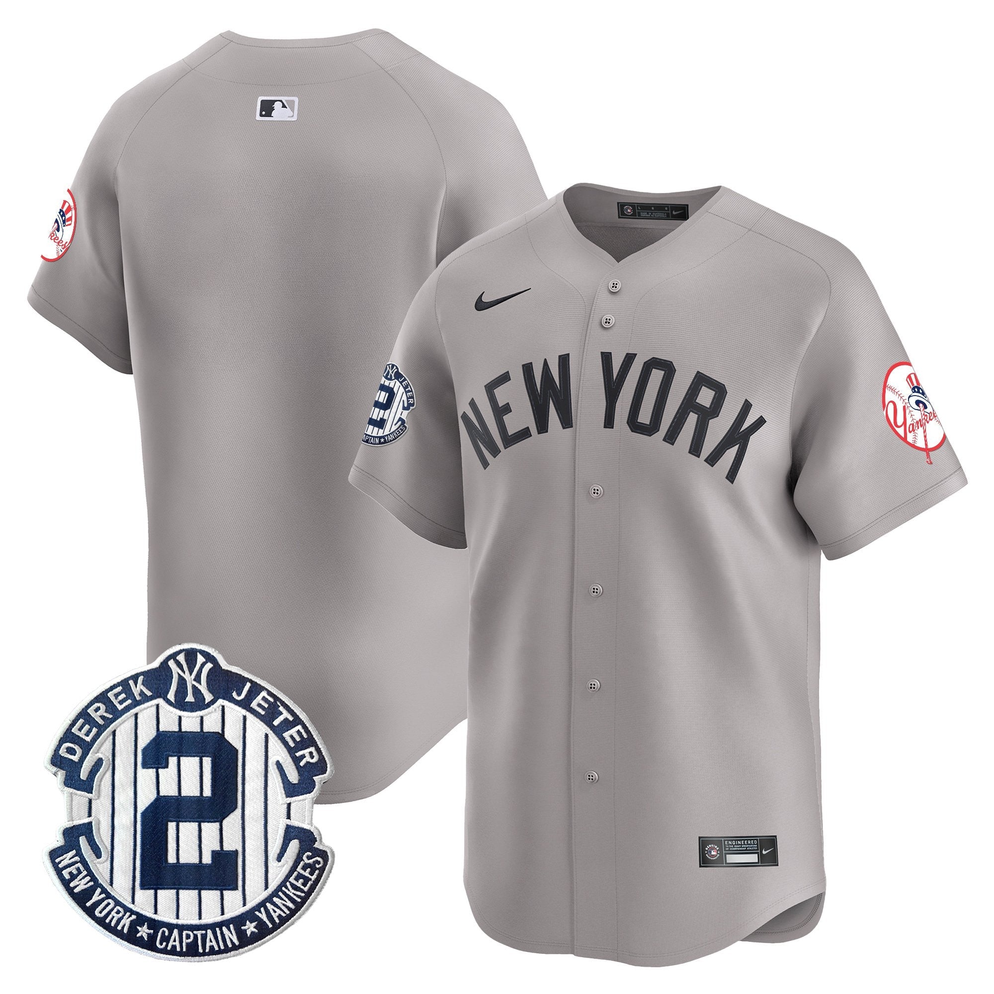 Men's New York Yankees Throwback Vapor Premier Limited Jersey - Derek Jeter Patch - All Stitched