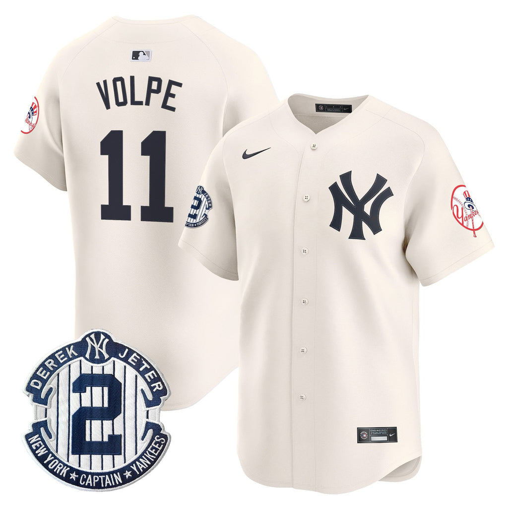 Men's New York Yankees Throwback Vapor Premier Limited Jersey - Derek Jeter Patch - All Stitched