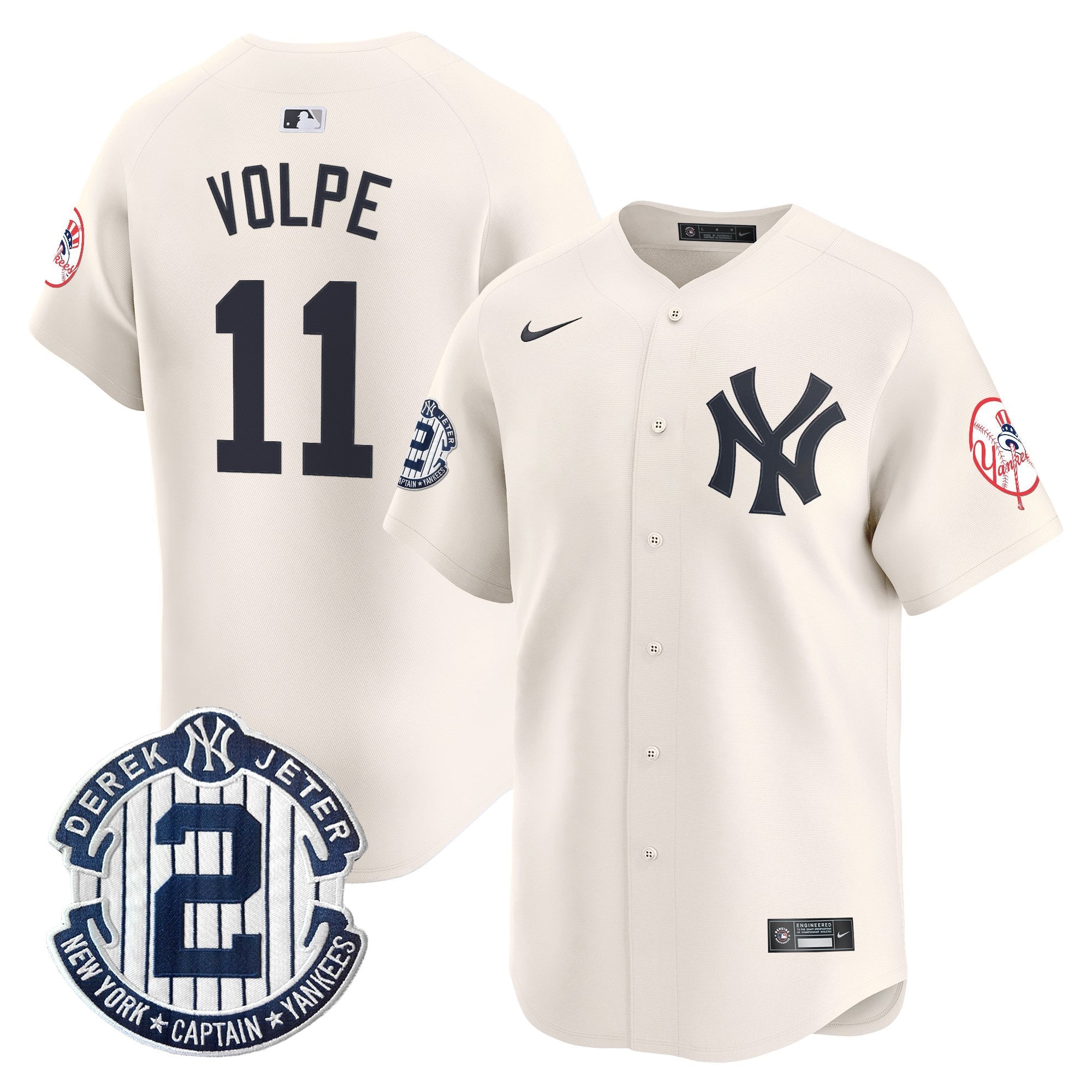 Men's New York Yankees Throwback Vapor Premier Limited Jersey - Derek Jeter Patch - All Stitched