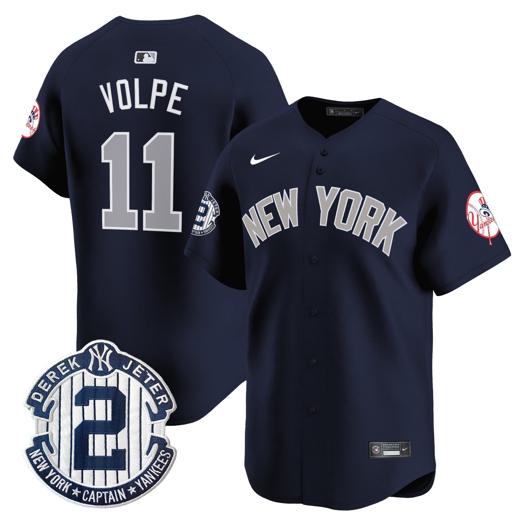 Men's New York Yankees Throwback Vapor Premier Limited Jersey - Derek Jeter Patch - All Stitched