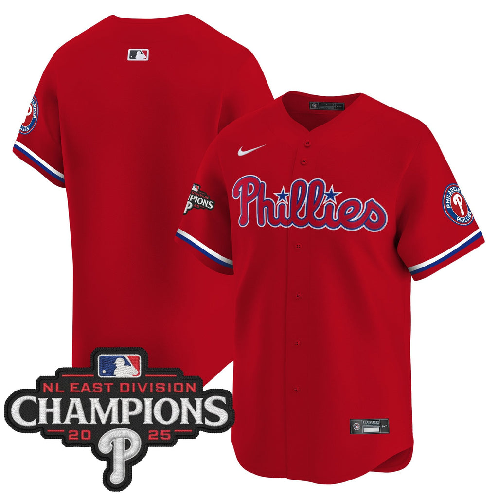 Men's Philadelphia Phillies 2025 NL East Division Champions Patch Vapor Premier Limited Jersey - All Stitched