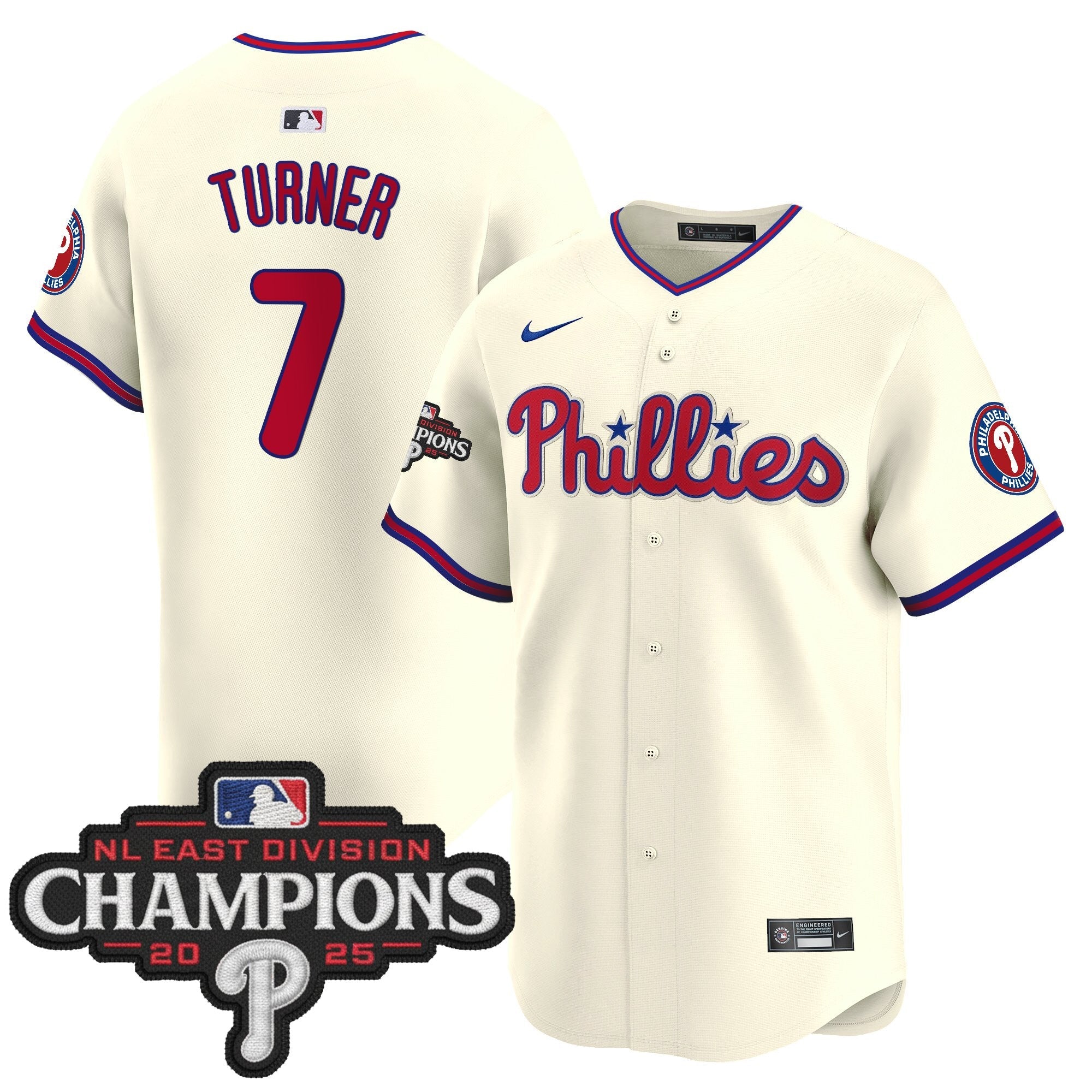 Men's Philadelphia Phillies 2025 NL East Division Champions Patch Vapor Premier Limited Jersey - All Stitched