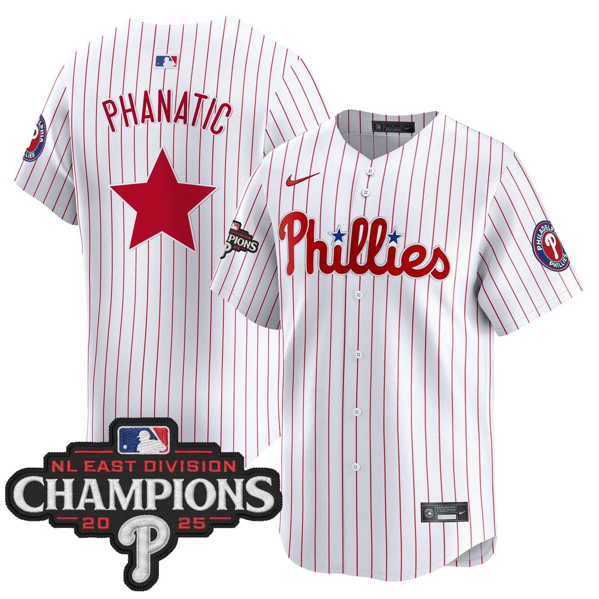 Men's Philadelphia Phillies 2025 NL East Division Champions Patch Vapor Premier Limited Jersey - All Stitched