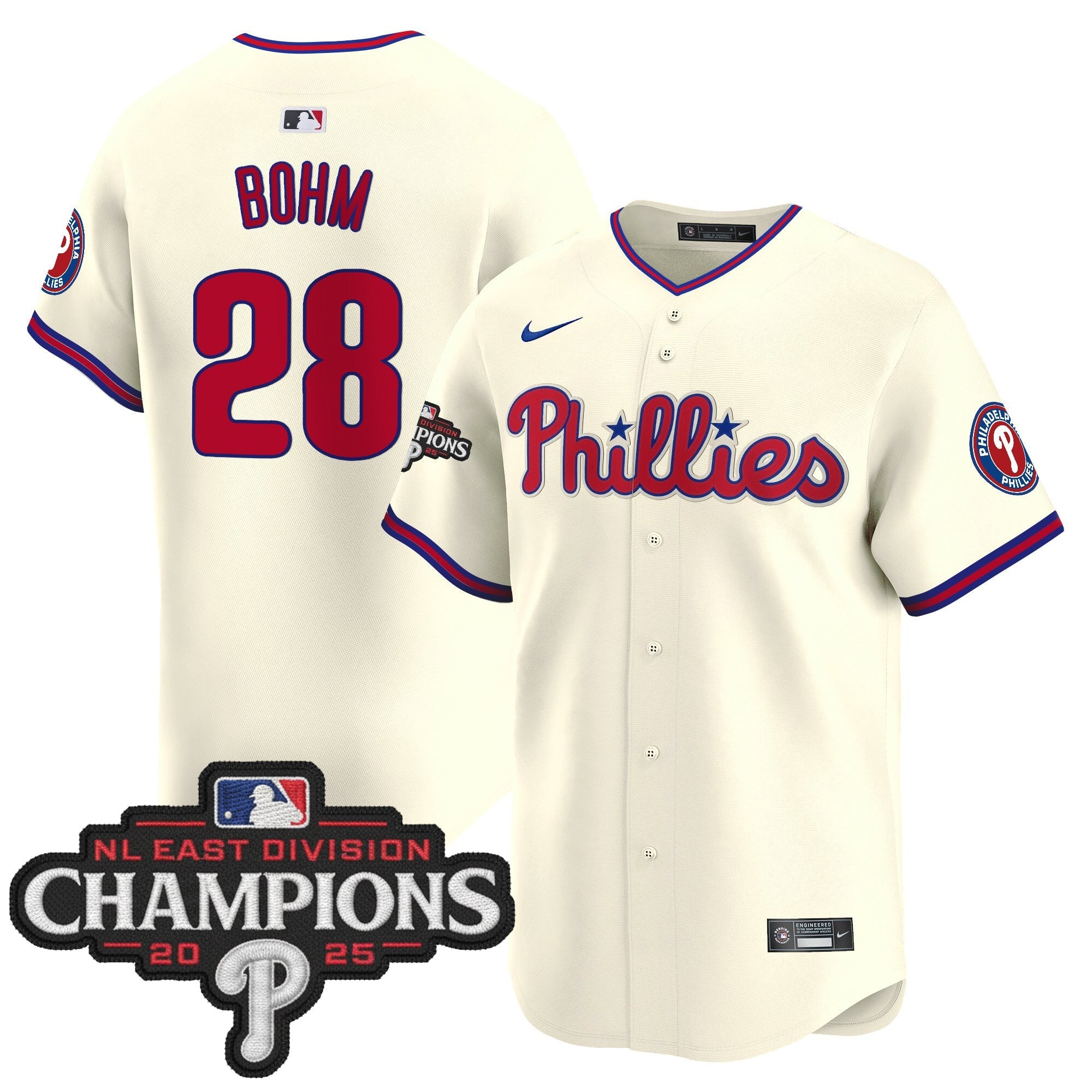 Men's Philadelphia Phillies 2025 NL East Division Champions Patch Vapor Premier Limited Jersey - All Stitched
