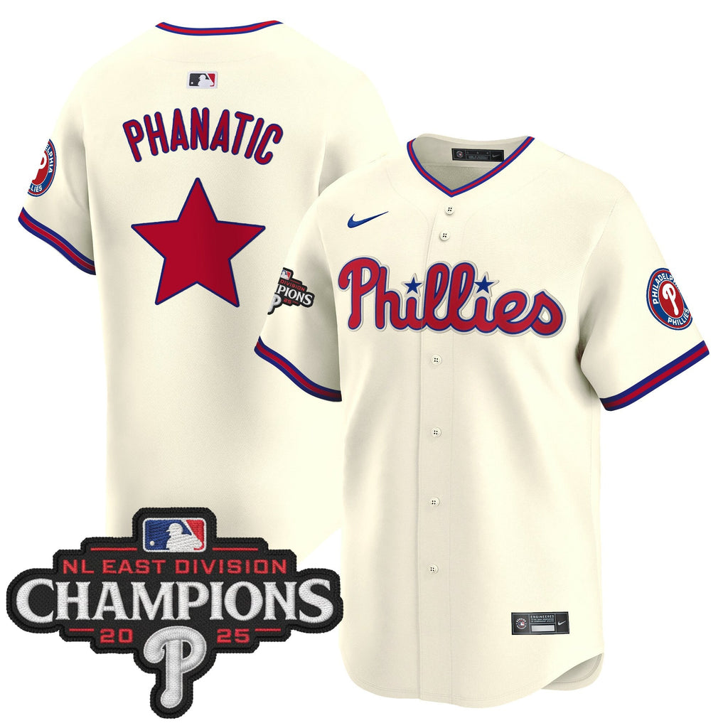 Men's Philadelphia Phillies 2025 NL East Division Champions Patch Vapor Premier Limited Jersey - All Stitched