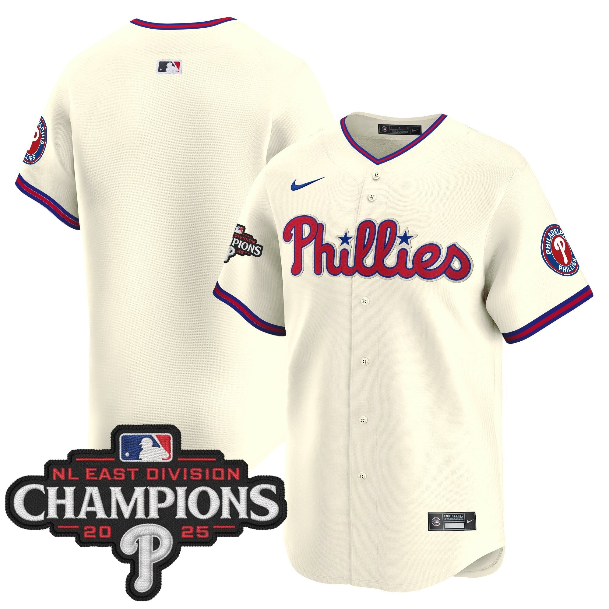 Men's Philadelphia Phillies 2025 NL East Division Champions Patch Vapor Premier Limited Jersey - All Stitched