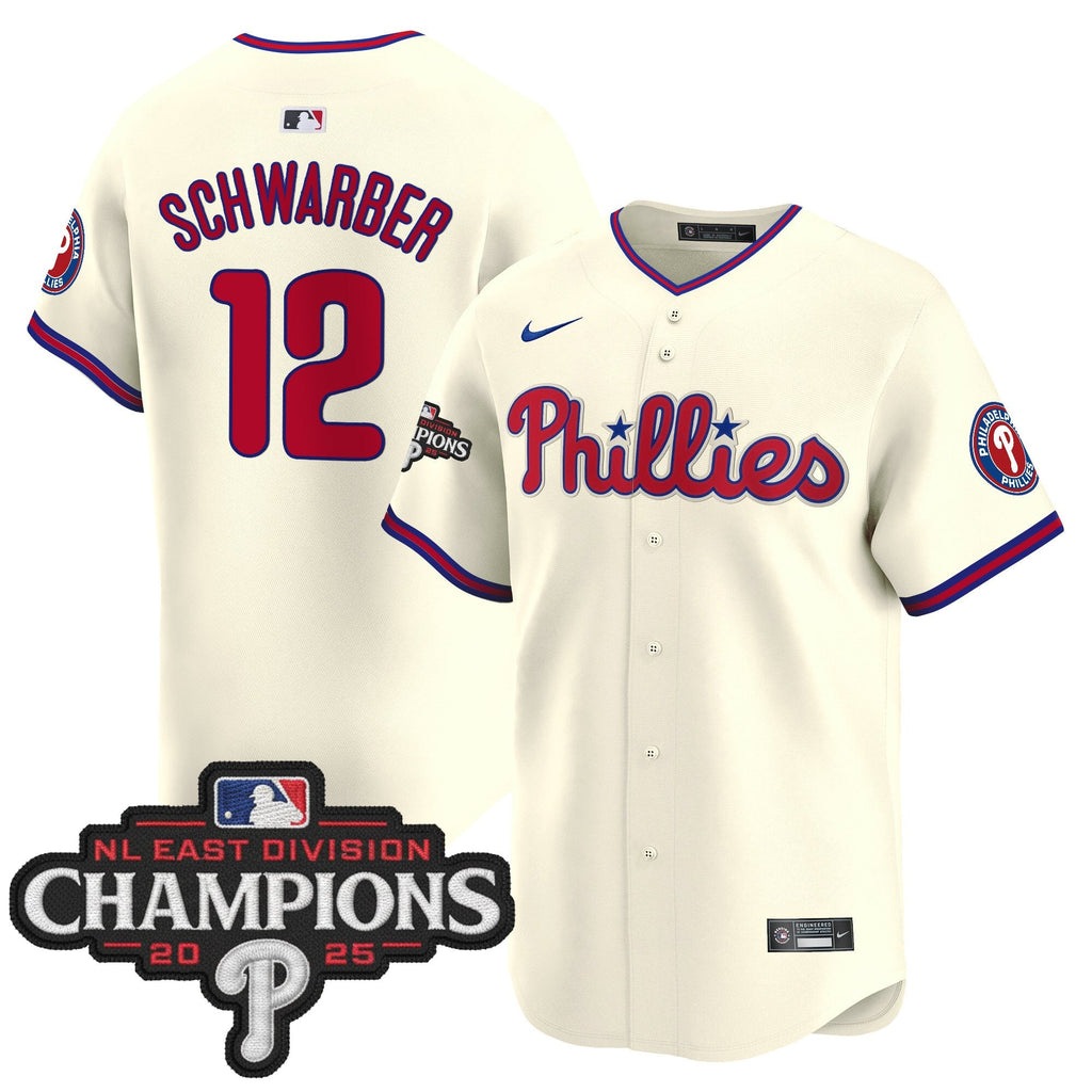 Men's Philadelphia Phillies 2025 NL East Division Champions Patch Vapor Premier Limited Jersey - All Stitched