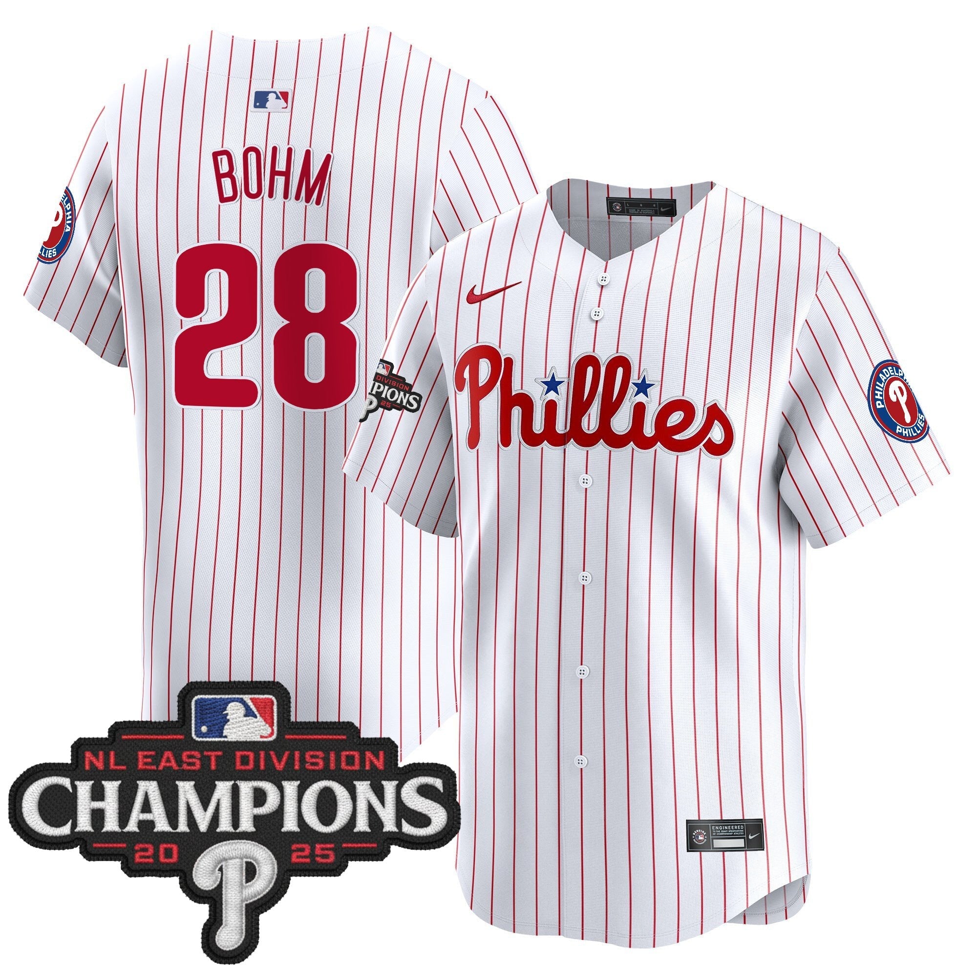Men's Philadelphia Phillies 2025 NL East Division Champions Patch Vapor Premier Limited Jersey - All Stitched