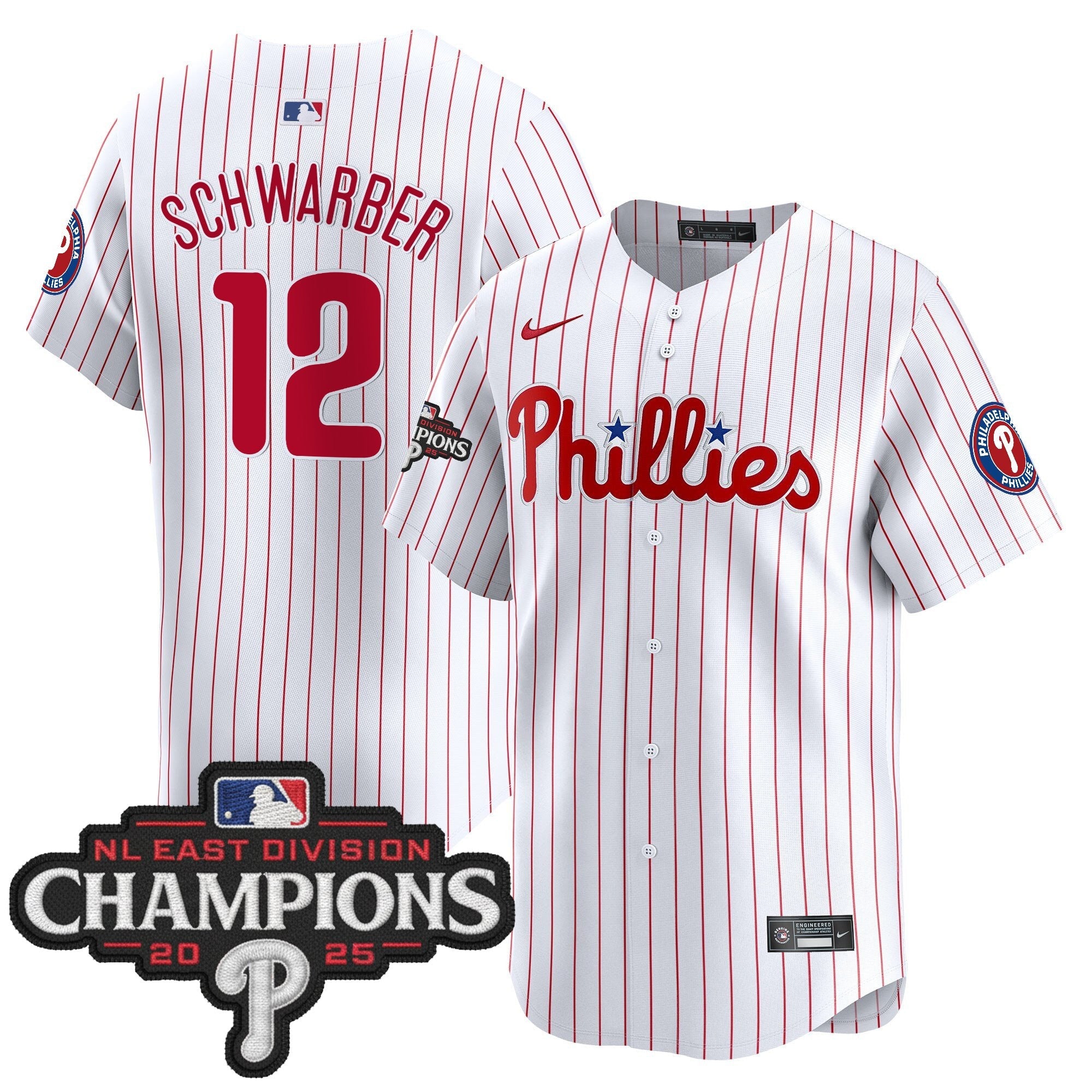 Men's Philadelphia Phillies 2025 NL East Division Champions Patch Vapor Premier Limited Jersey - All Stitched