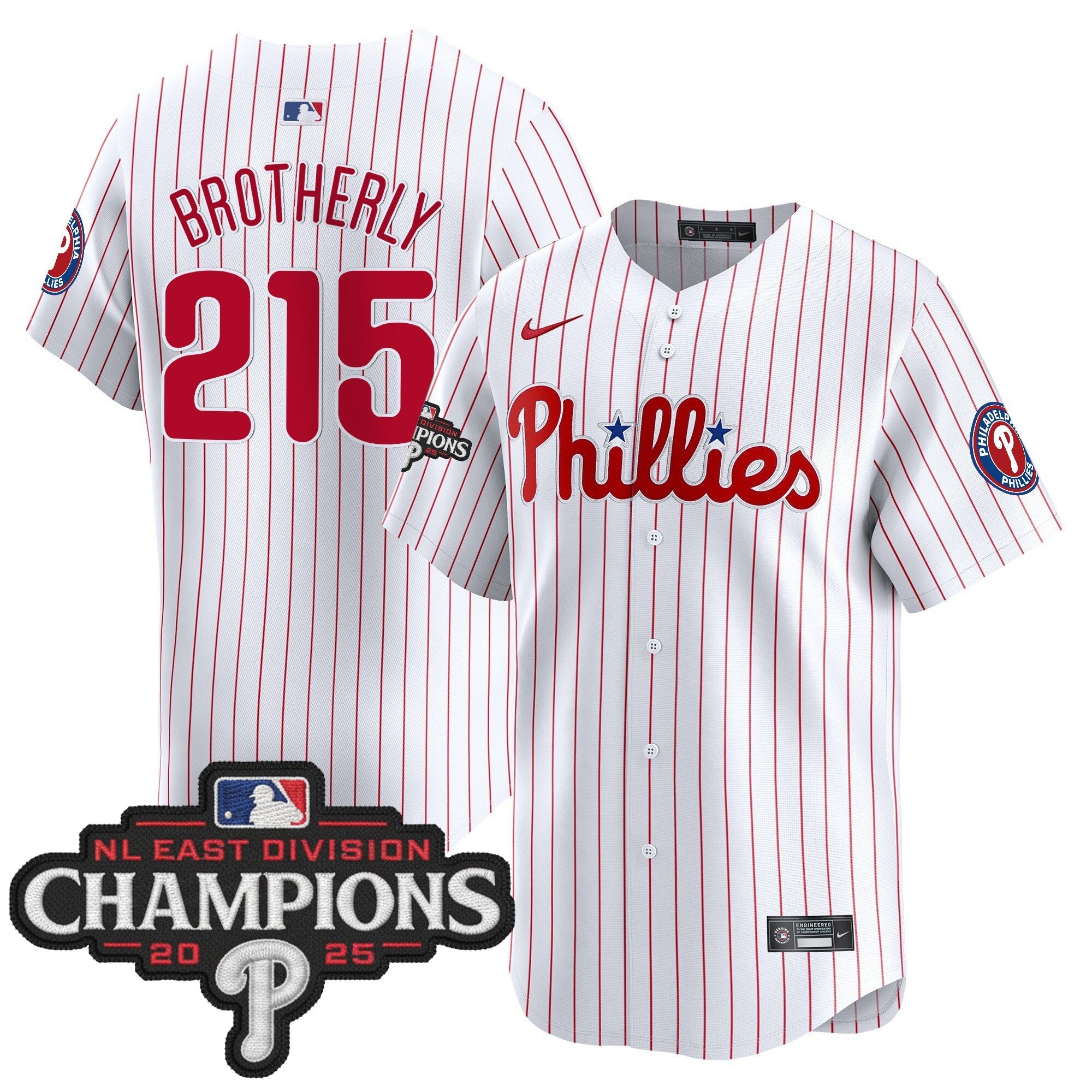 Men's Philadelphia Phillies 2025 NL East Division Champions Patch Vapor Premier Limited Jersey - All Stitched