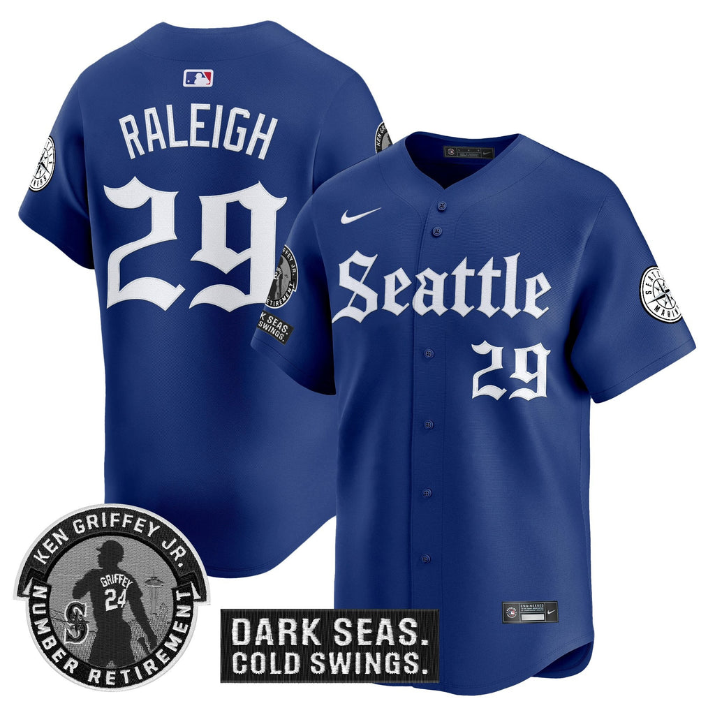 Men's Seattle Mariners 'Gothic Edition' Vapor Premier Limited Jersey - Ken Griffey Jr. Patch - All Stitched