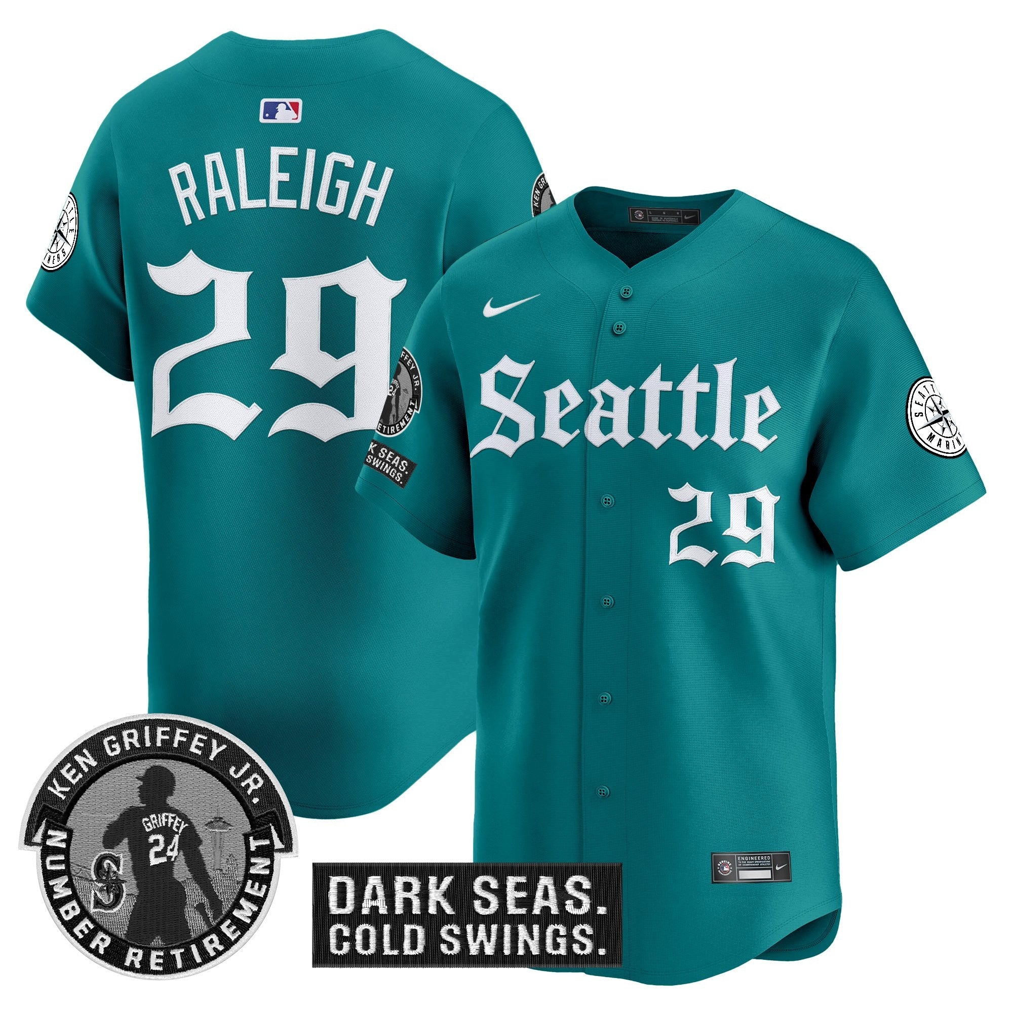 Men's Seattle Mariners 'Gothic Edition' Vapor Premier Limited Jersey - Ken Griffey Jr. Patch - All Stitched