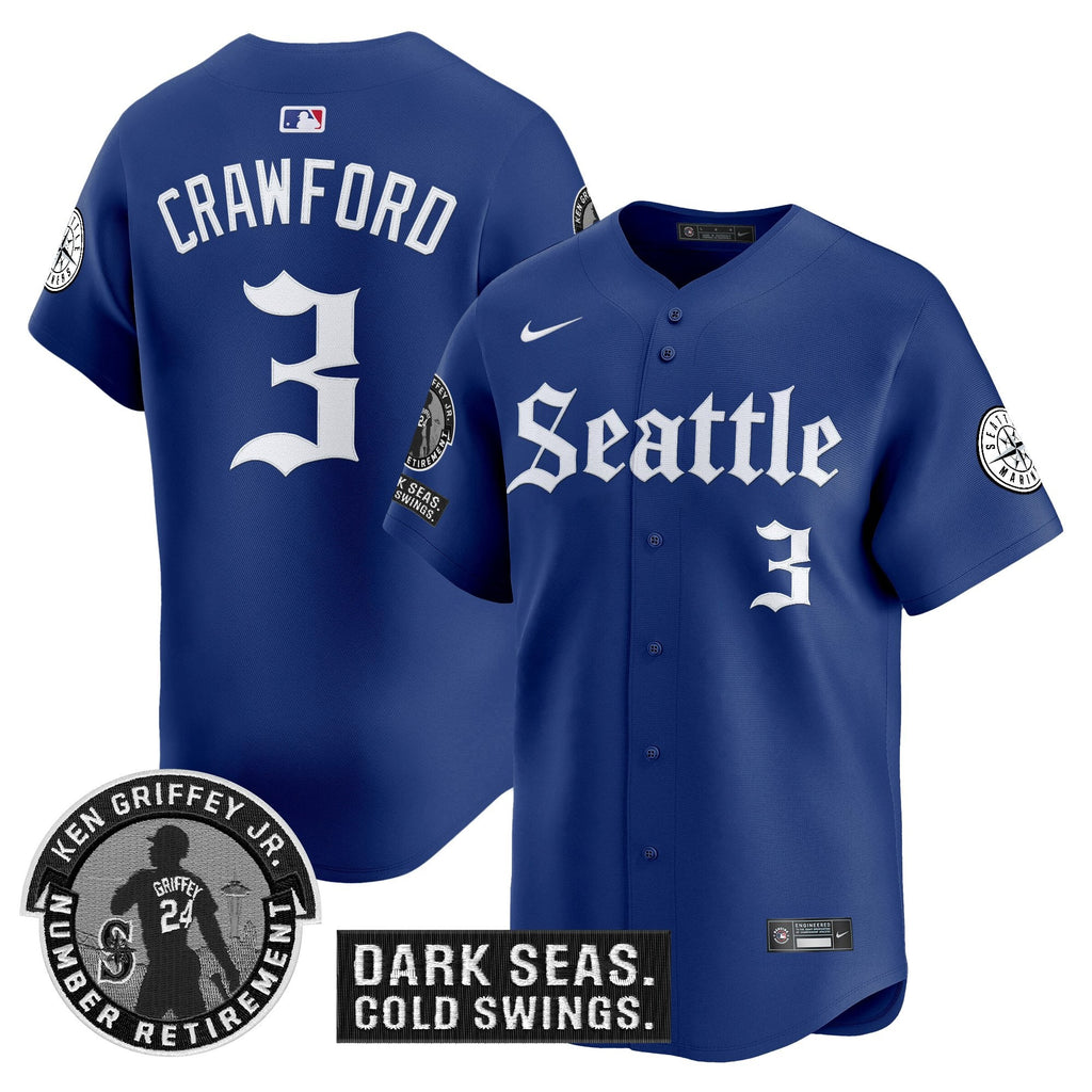 Men's Seattle Mariners 'Gothic Edition' Vapor Premier Limited Jersey - Ken Griffey Jr. Patch - All Stitched