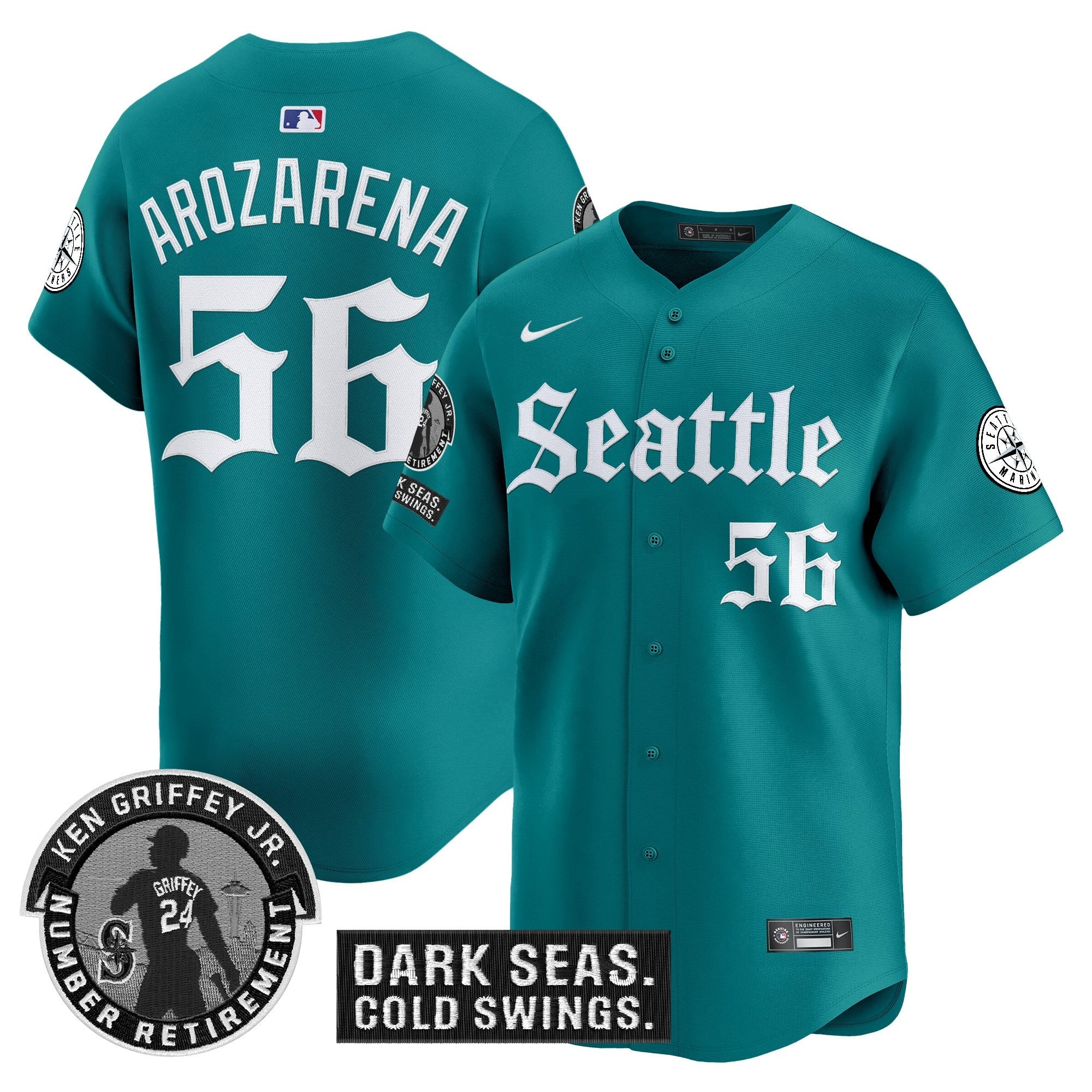 Men's Seattle Mariners 'Gothic Edition' Vapor Premier Limited Jersey - Ken Griffey Jr. Patch - All Stitched