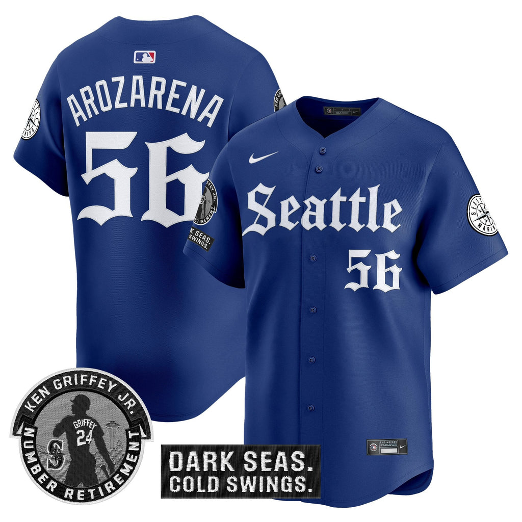 Men's Seattle Mariners 'Gothic Edition' Vapor Premier Limited Jersey - Ken Griffey Jr. Patch - All Stitched