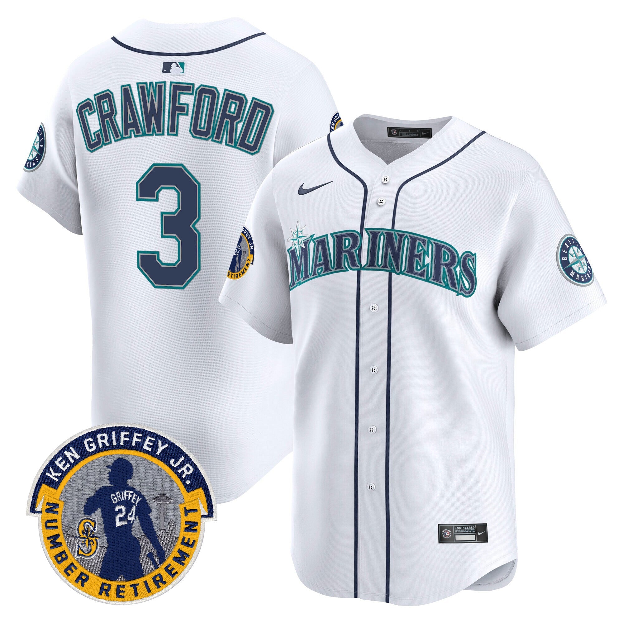 Men's Seattle Mariners 2025 Ken Griffey Jr. Patch Vapor Premier Limited Jersey - All Stitched
