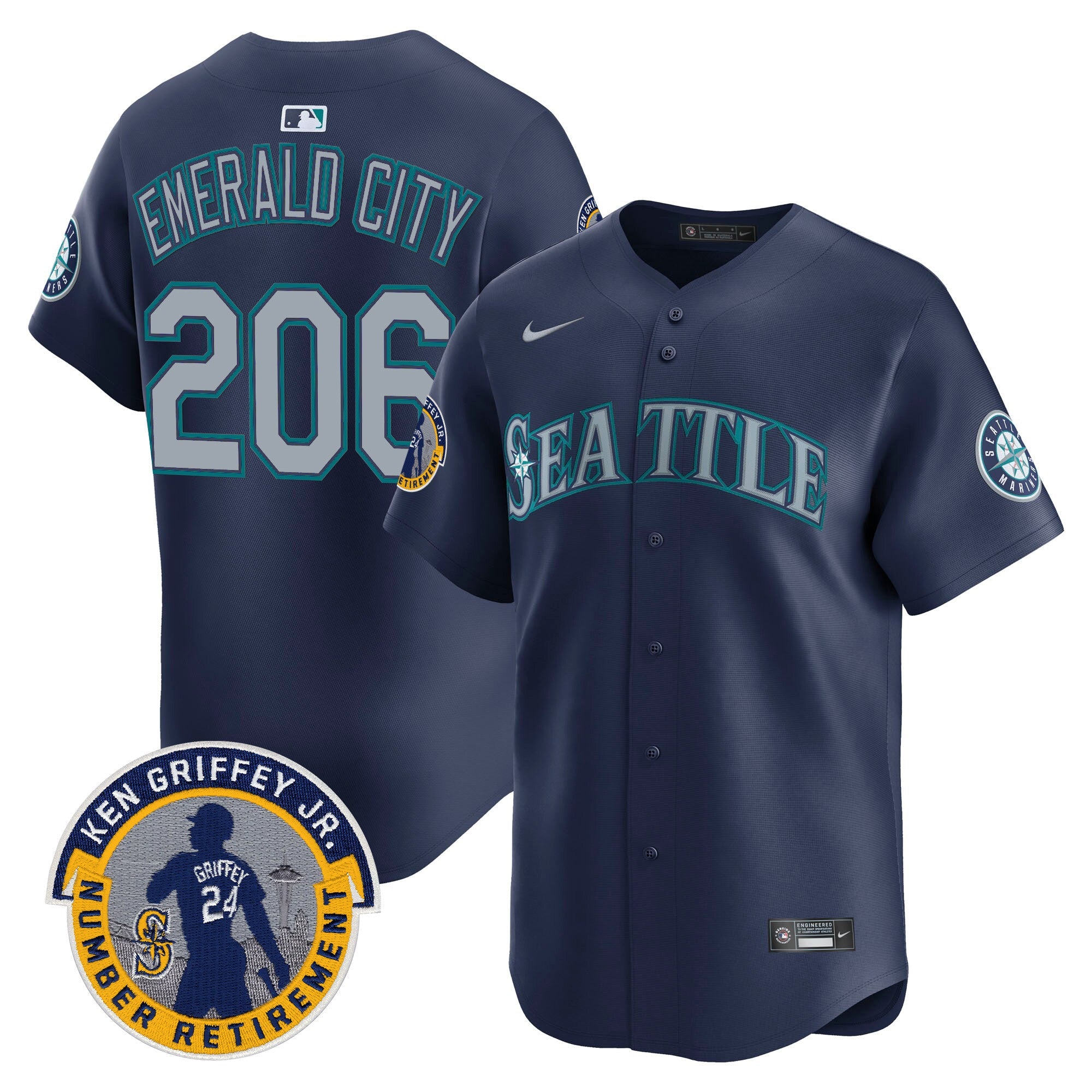 Men's Seattle Mariners 2025 Ken Griffey Jr. Patch Vapor Premier Limited Jersey - All Stitched
