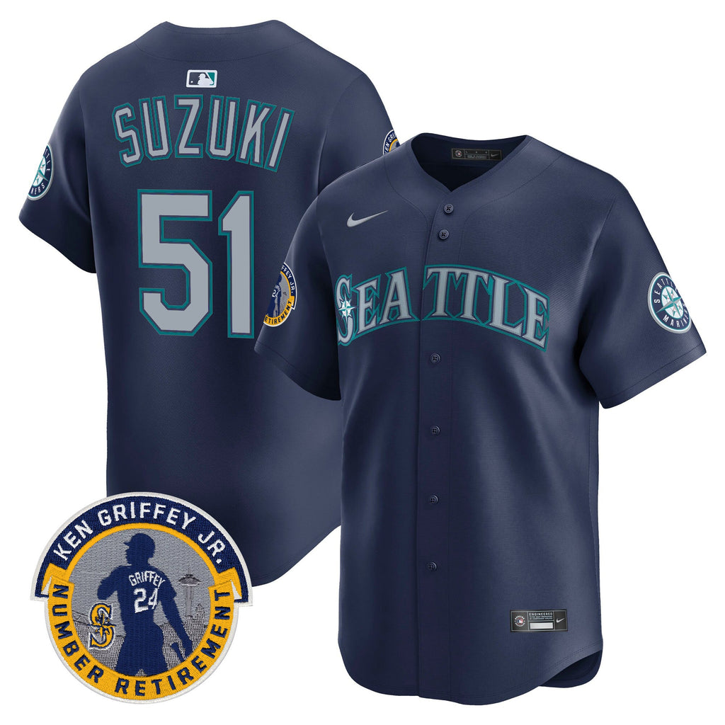 Men's Seattle Mariners 2025 Ken Griffey Jr. Patch Vapor Premier Limited Jersey - All Stitched