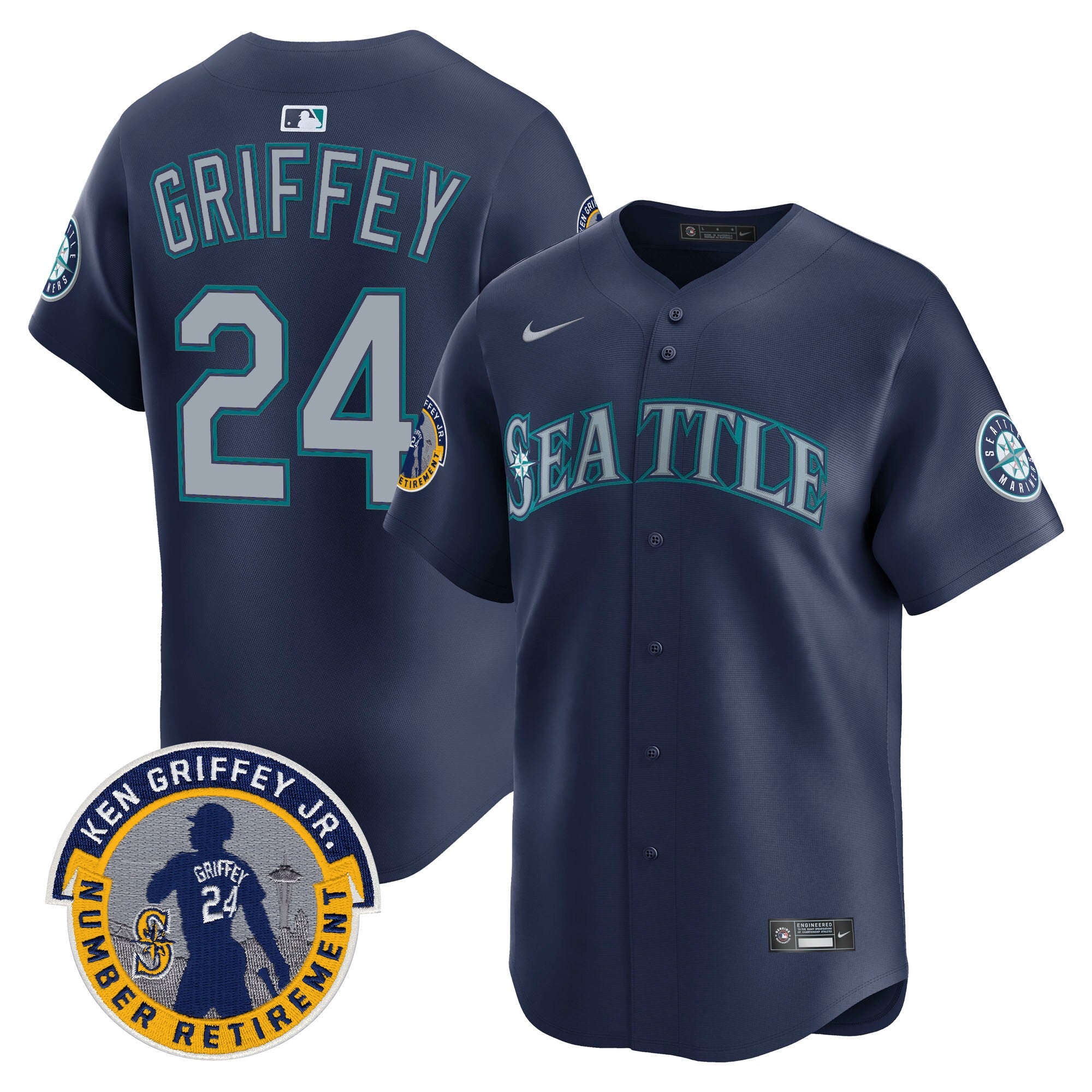 Men's Seattle Mariners 2025 Ken Griffey Jr. Patch Vapor Premier Limited Jersey - All Stitched