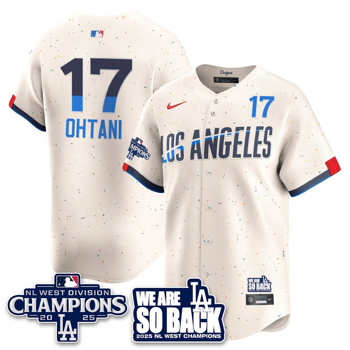 Los Angeles Dodgers 2025 NL West Division Champions Jersey - All Stitched